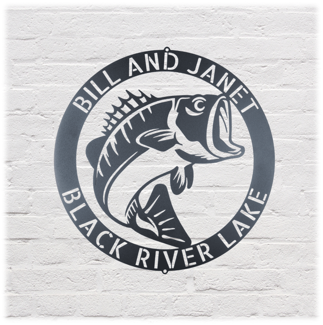 Metal Unlimited Bass Monogram Personalized Steel Sign