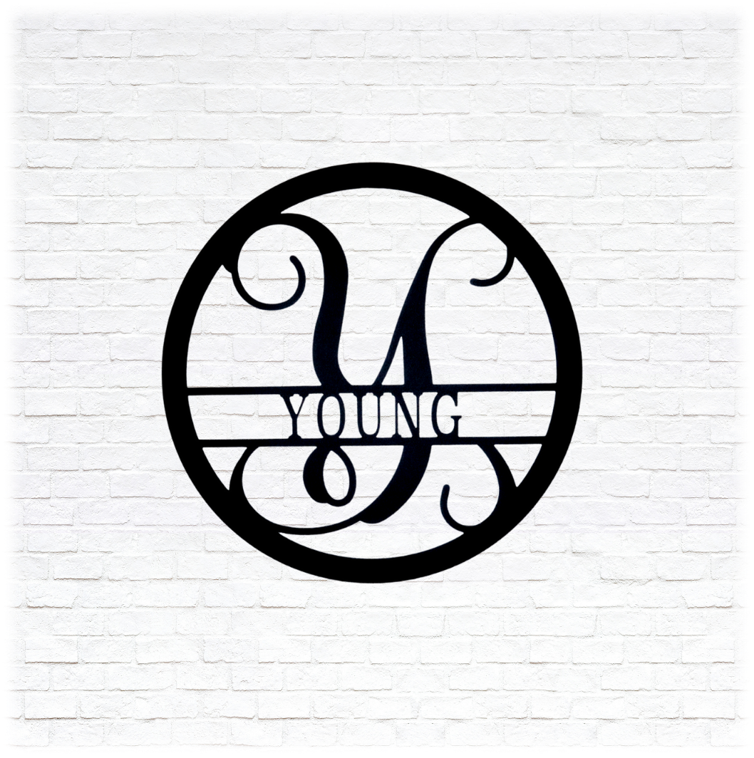 Metal Unlimited Circle Vine Monogram Personalized Steel Sign