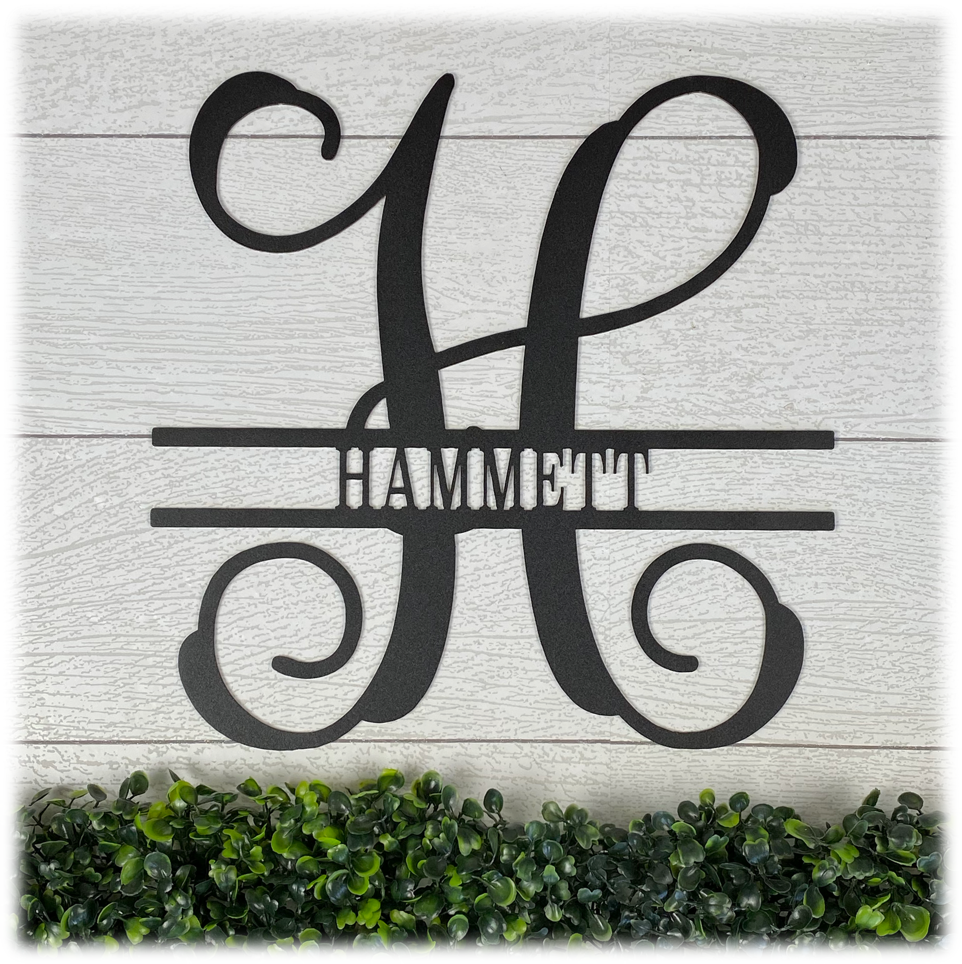 Metal Unlimited Vine Family Monogram Personalized Steel Sign