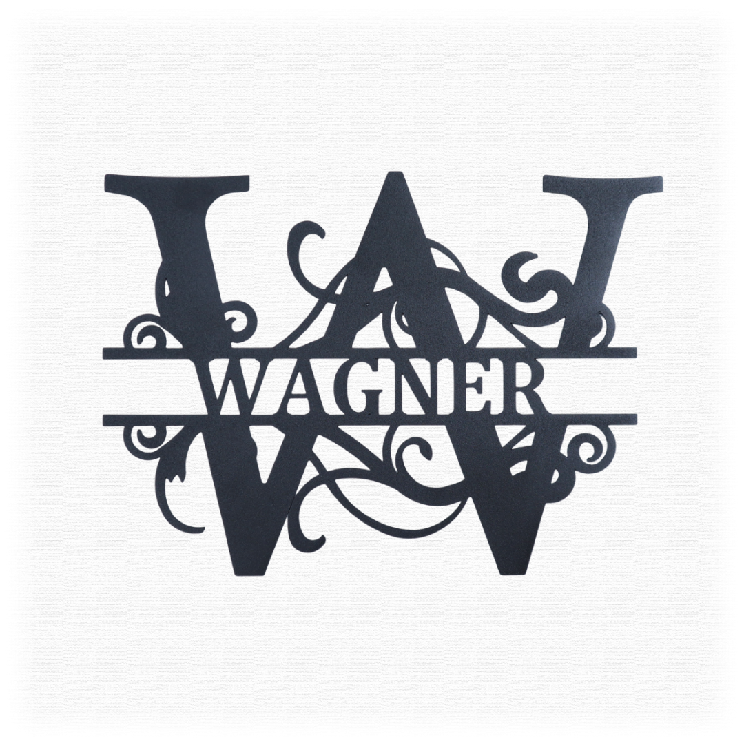 Metal Unlimited Split Letter Monogram Personalized Metal Sign