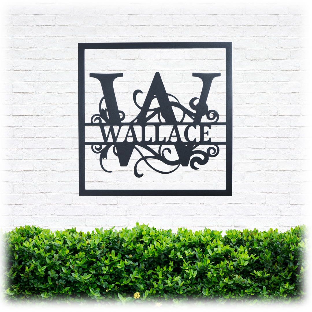 Metal Unlimited Split Square Monogram Personalized Sign