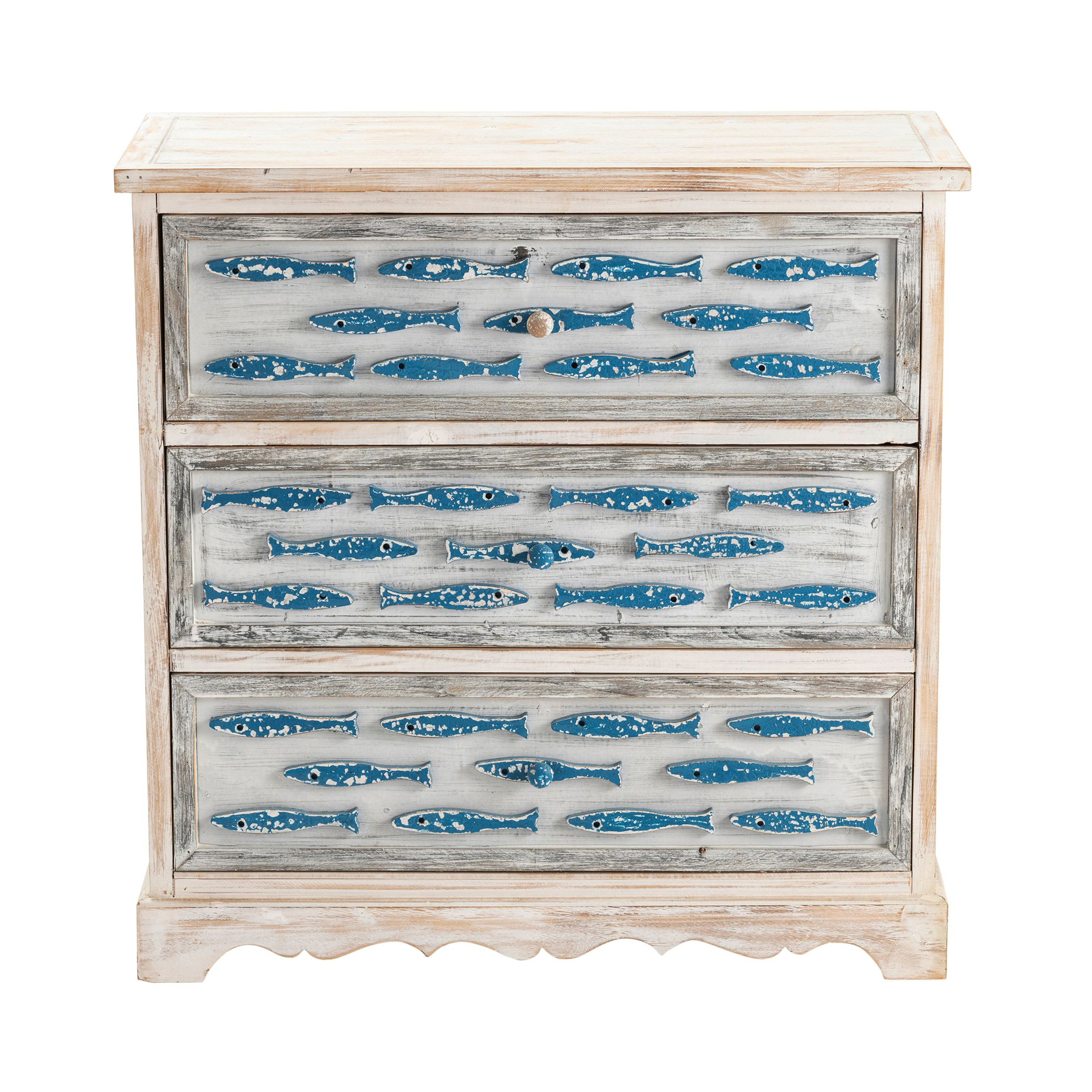 Crestview Collection Antique White 3-Drawer Fish Chest