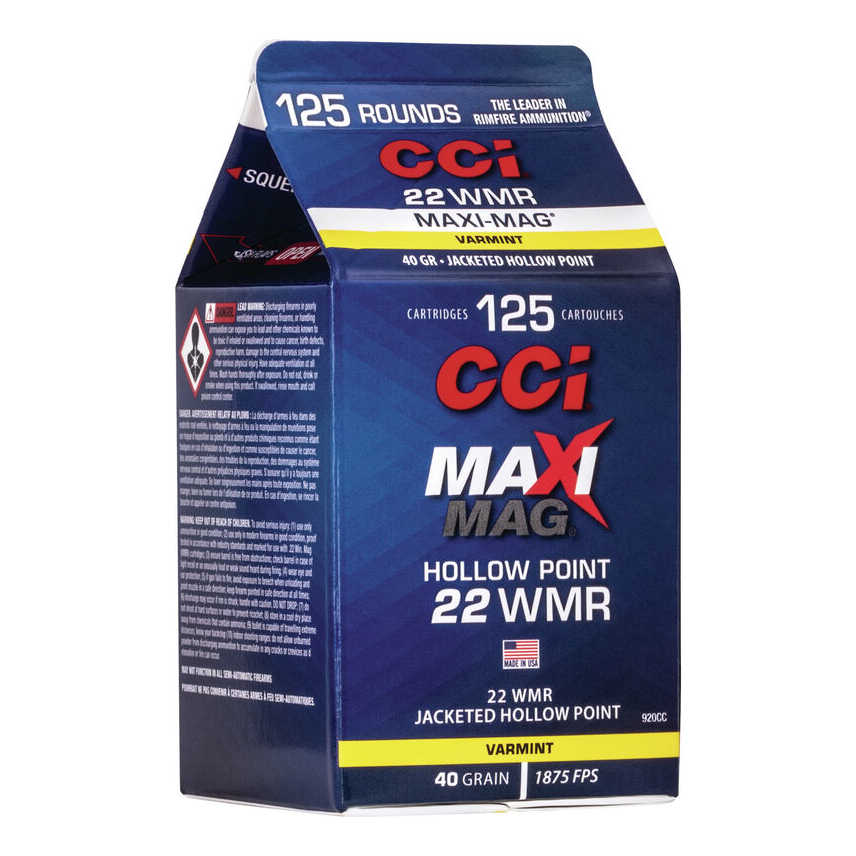 CCI Maxi-Mag .22 WMR 40 Grain JHP Rimfire Ammo