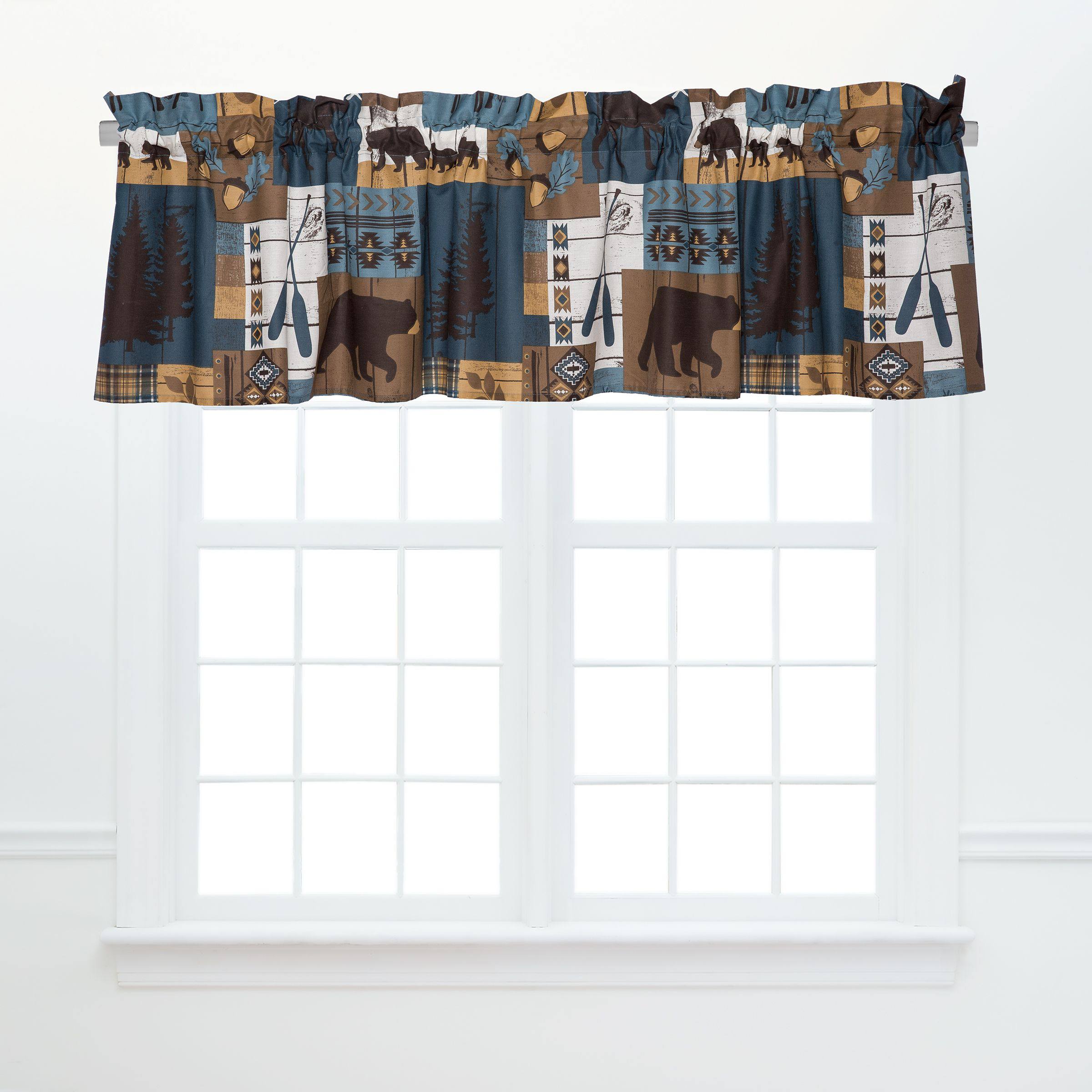 Image of C&ampF Home Timber Trails Valance - Blue/Brown/Tan