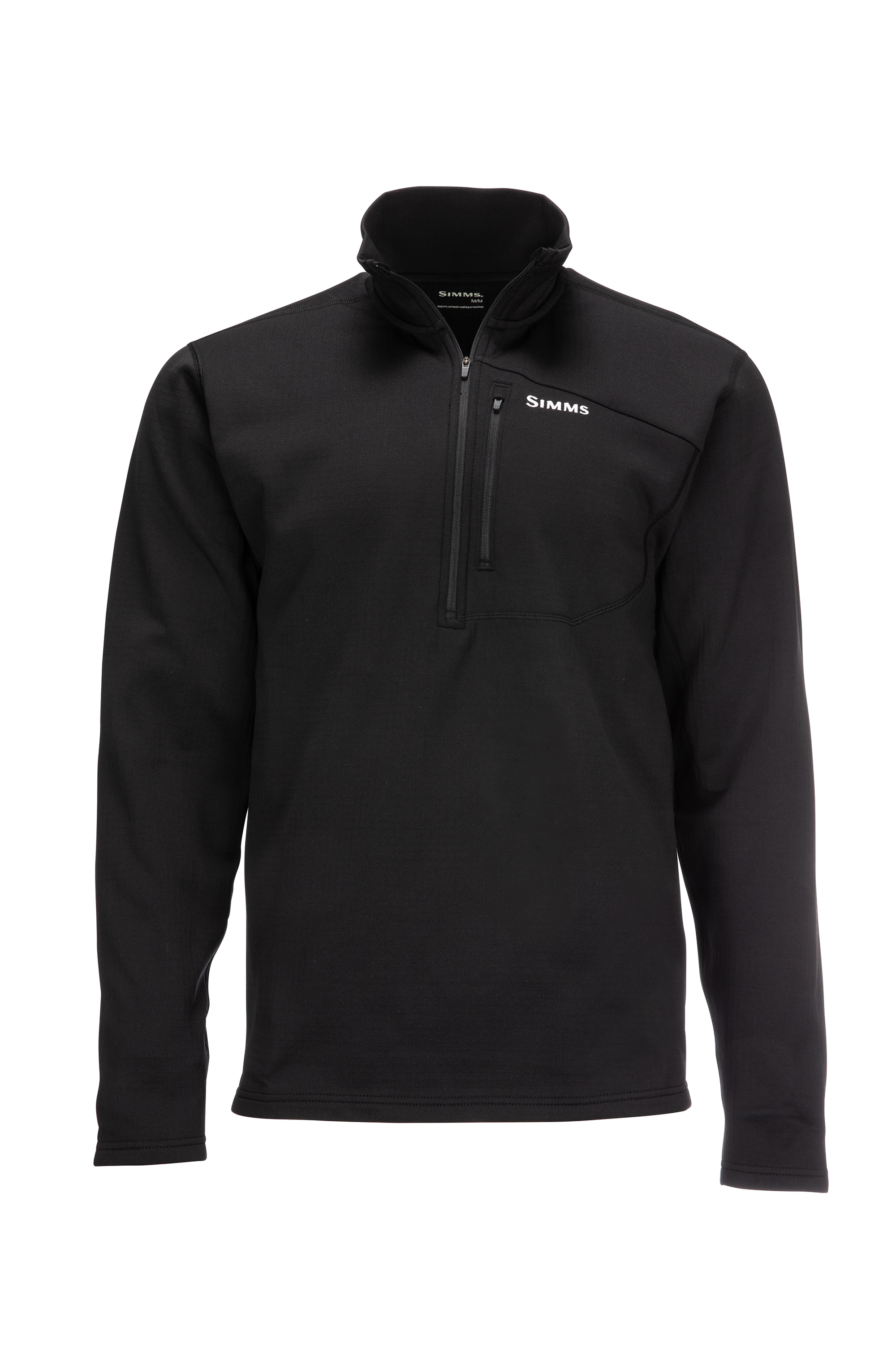 Image of Simms Thermal Midlayer Quarter-Zip Pullover for Men - Black - L