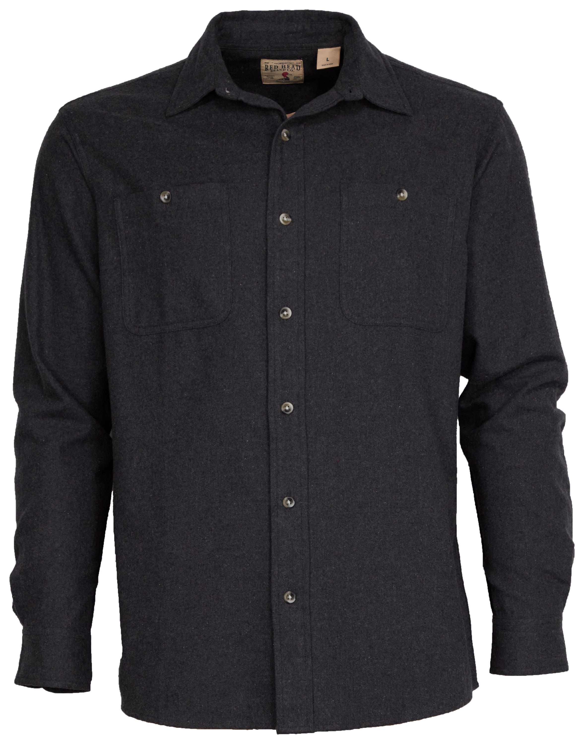 Image of RedHead Ozark Mountain Long-Sleeve Solid Flannel Shirt for Men - Charcoal - L