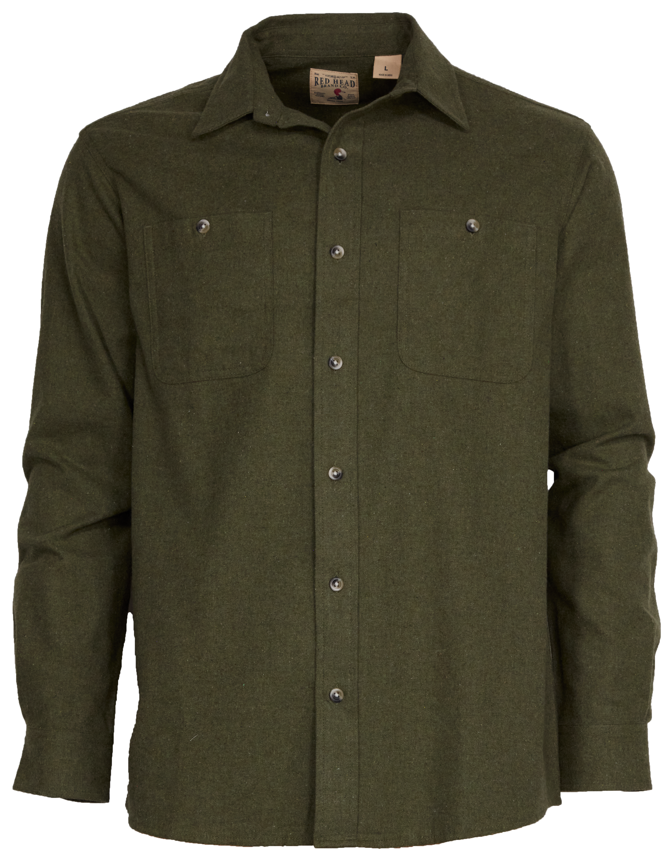 Image of RedHead Ozark Mountain Long-Sleeve Solid Flannel Shirt for Men - Green - 3XL