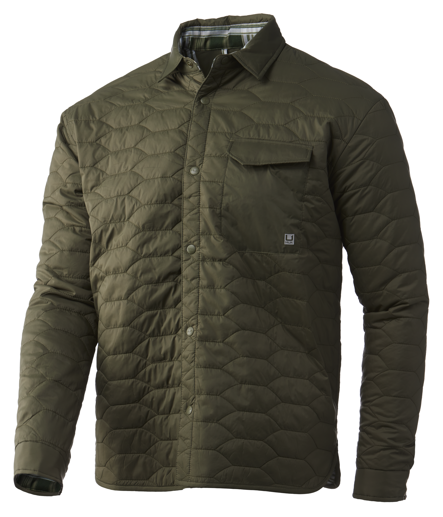 Huk Tarpon Quilt Long-Sleeve Shacket for Men - Moss - M product image