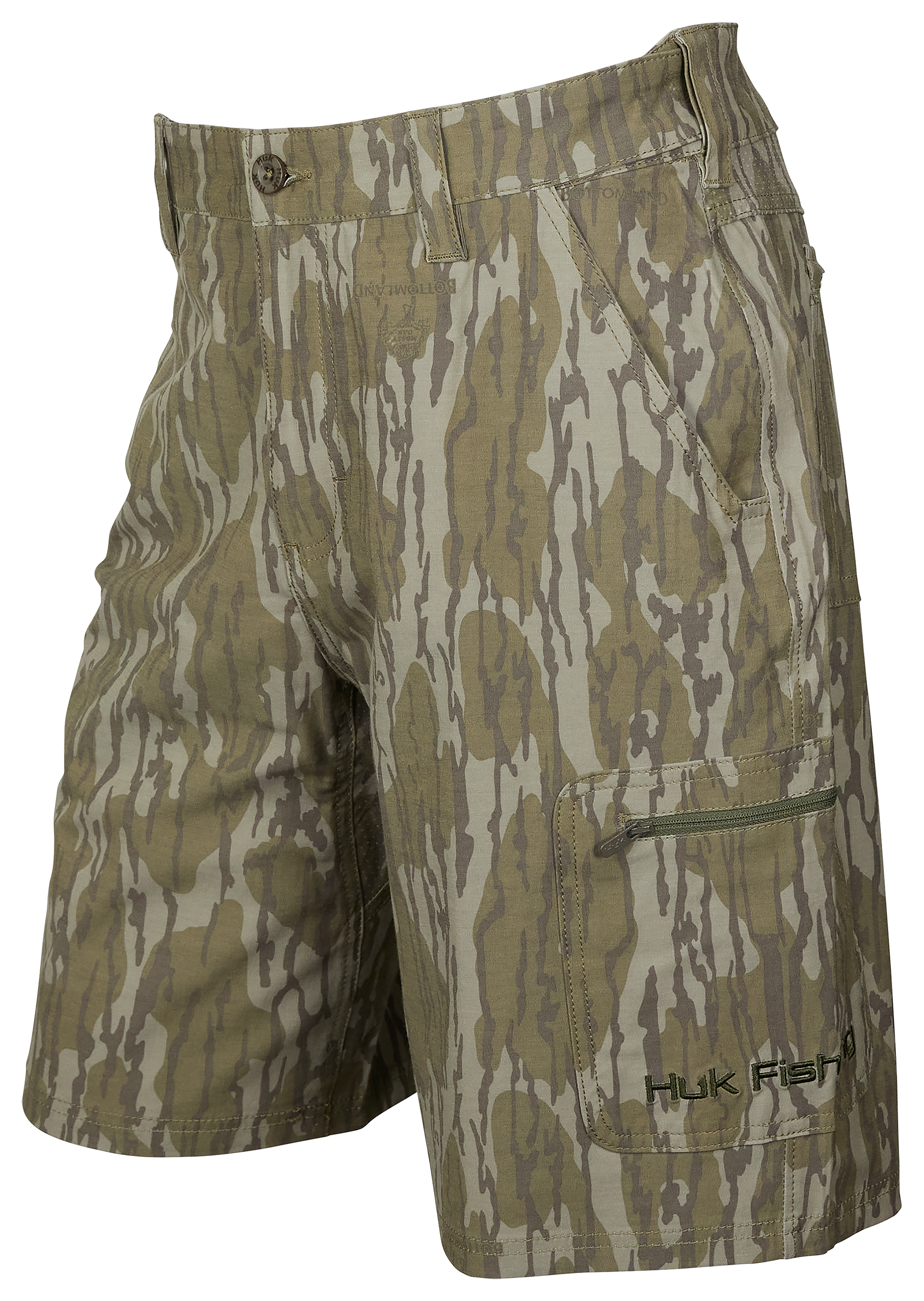 Image of Huk Next Level 10.5″ Mossy Oak Bottomland Shorts for Men - Mossy Oak Original Bottomland - L