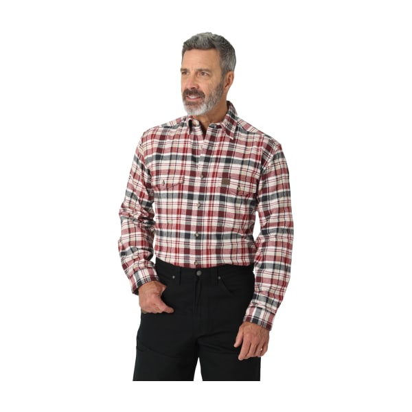 Wrangler Heavyweight Flannel Long-Sleeve Work Shirt for Men - Red/Navy/White - XL product image