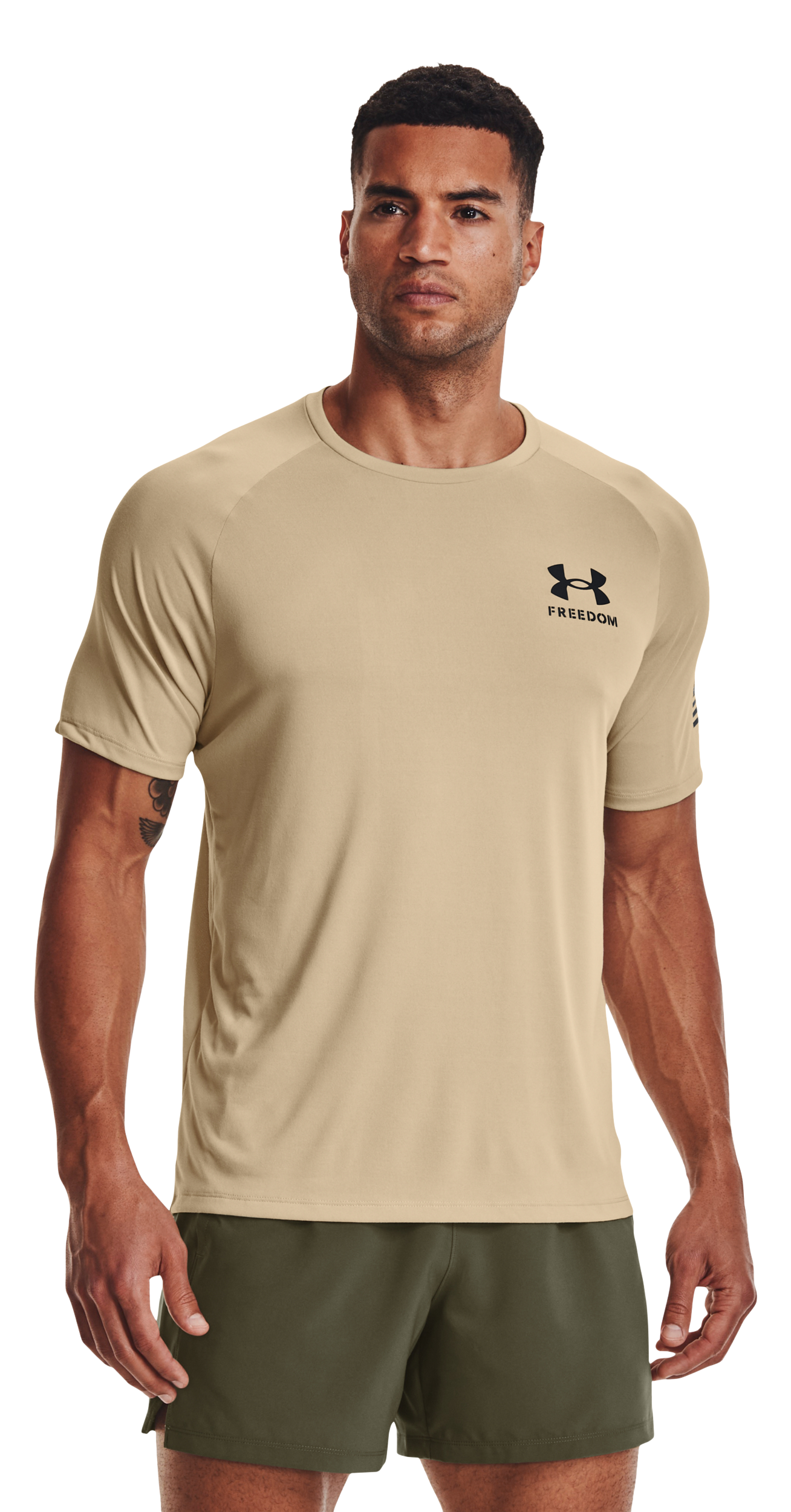 Under Armour Freedom Tech Short-Sleeve T-Shirt for Men - Desert Sand/Black - 3XL product image