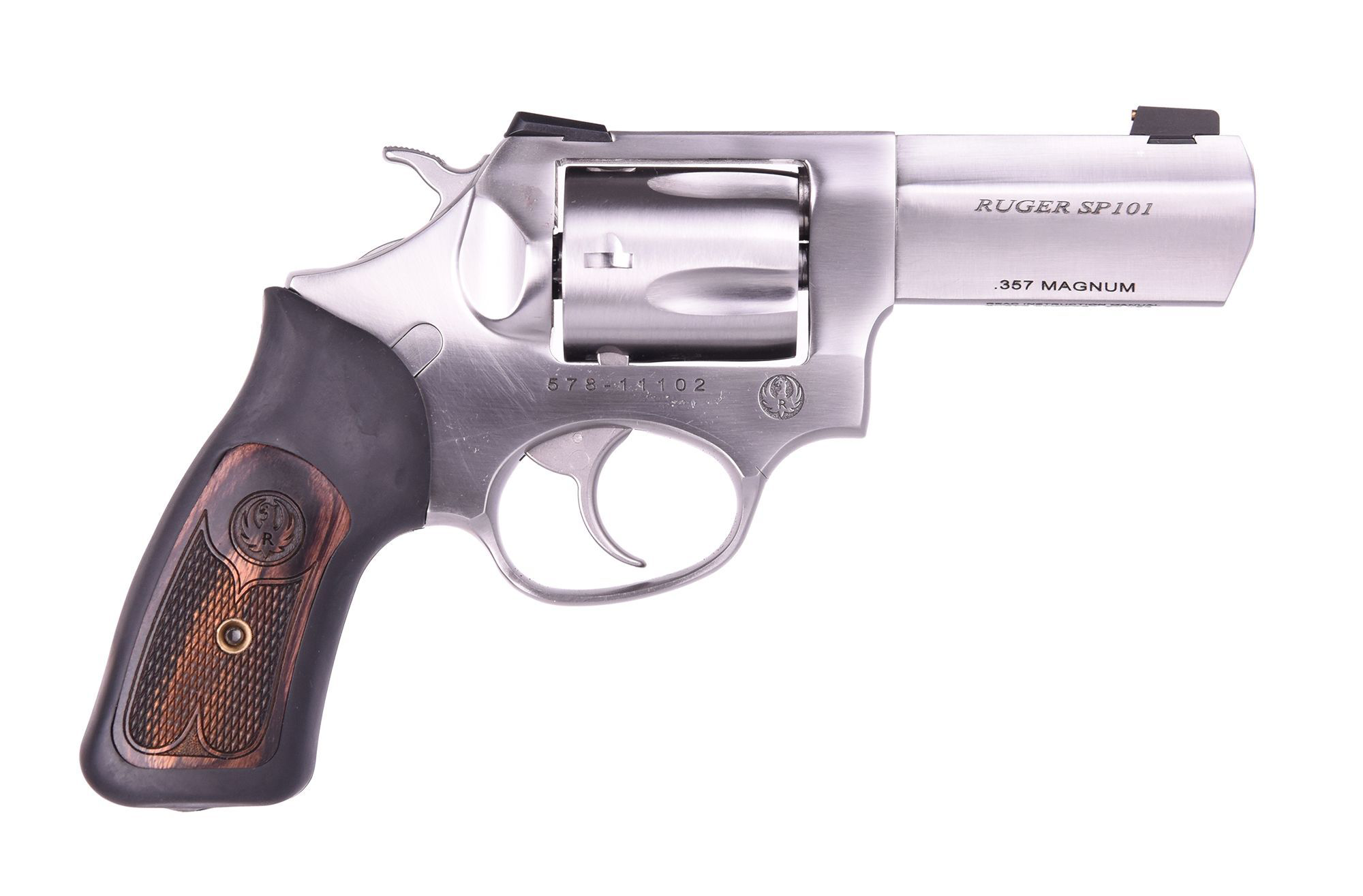 Ruger SP101 Wiley Clapp DoubleAction Revolver  Black Rubber with Wood Insert