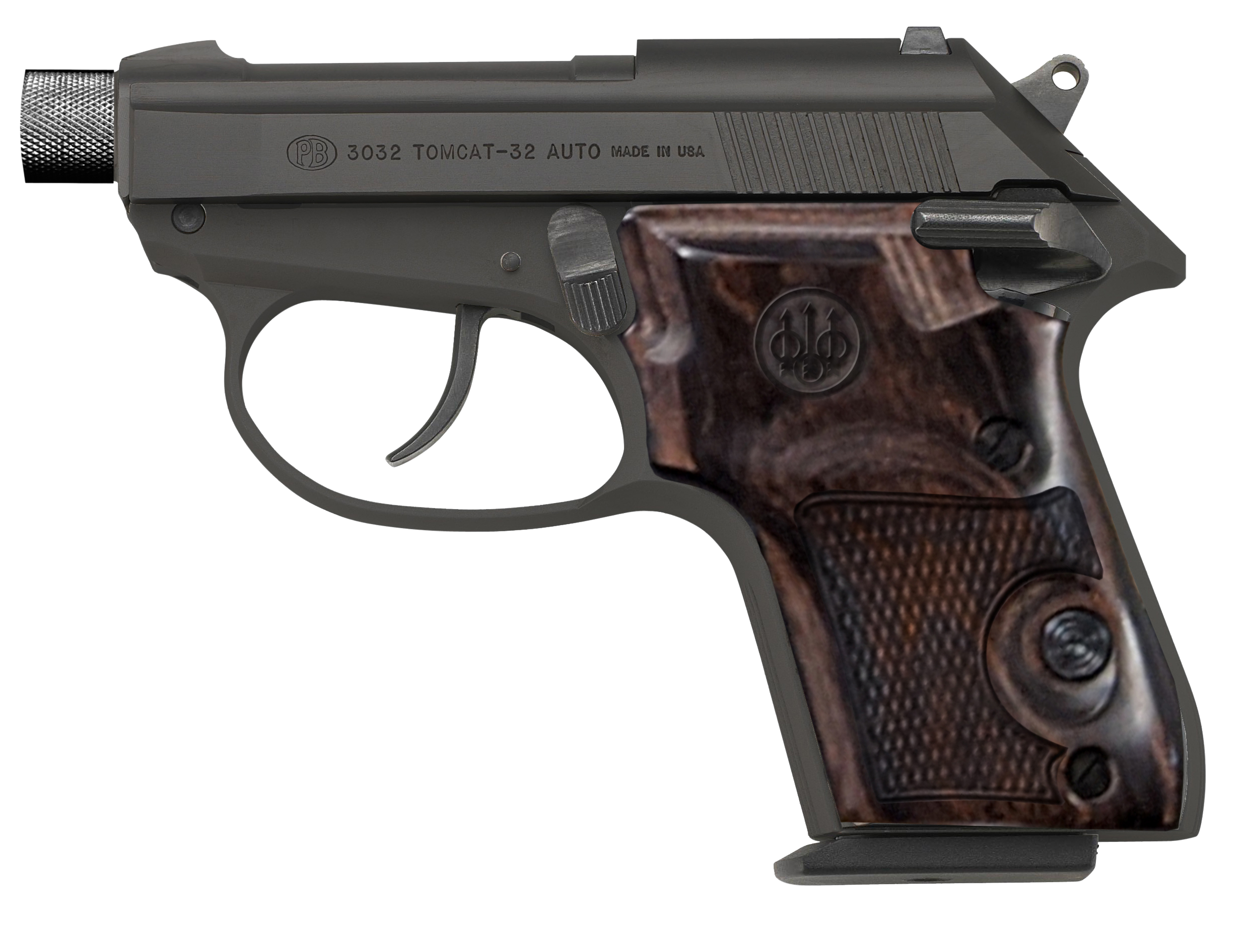 Image of Beretta 3032 Tomcat Semi-Auto Pistol - Matte Black Bruniton - Walnut