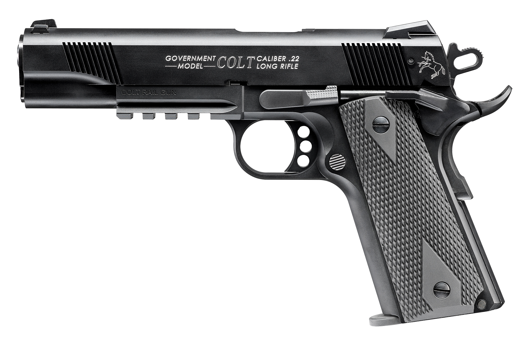 Walther Colt 1911A1 Rail Rimfire SemiAuto Pistol  22 Long Rifle  Matte Black
