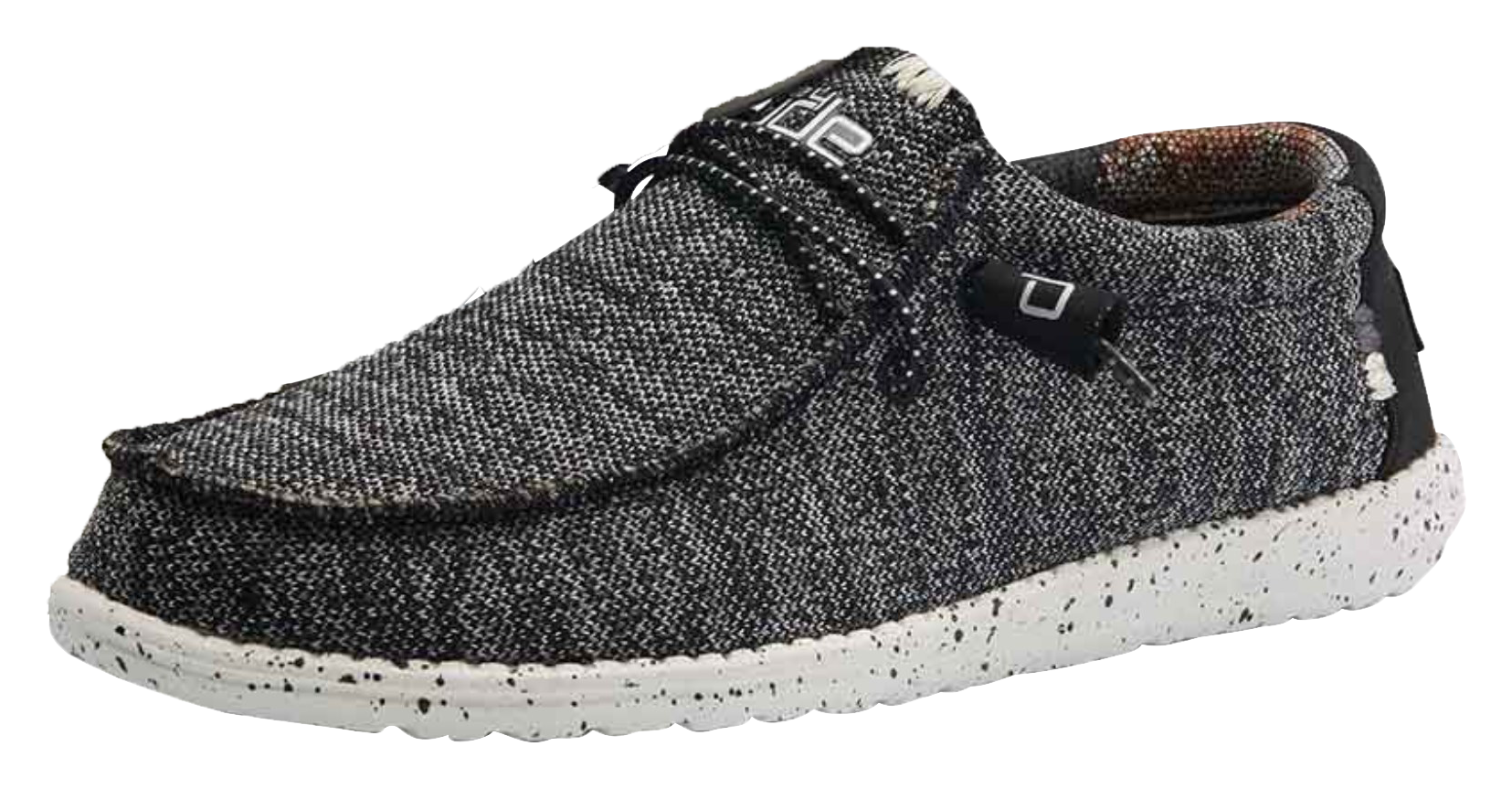 Hey Dude Wally Sox Classic Shoes for Men - Black/White - 8M