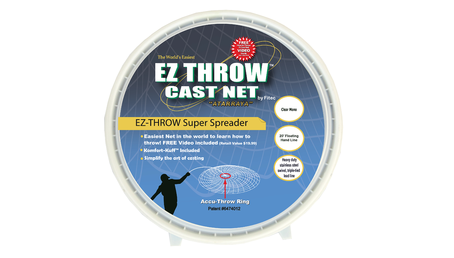 Image of Fitec EZ Throw Series Cast Net - 4' Radius - 3/8″ Mesh