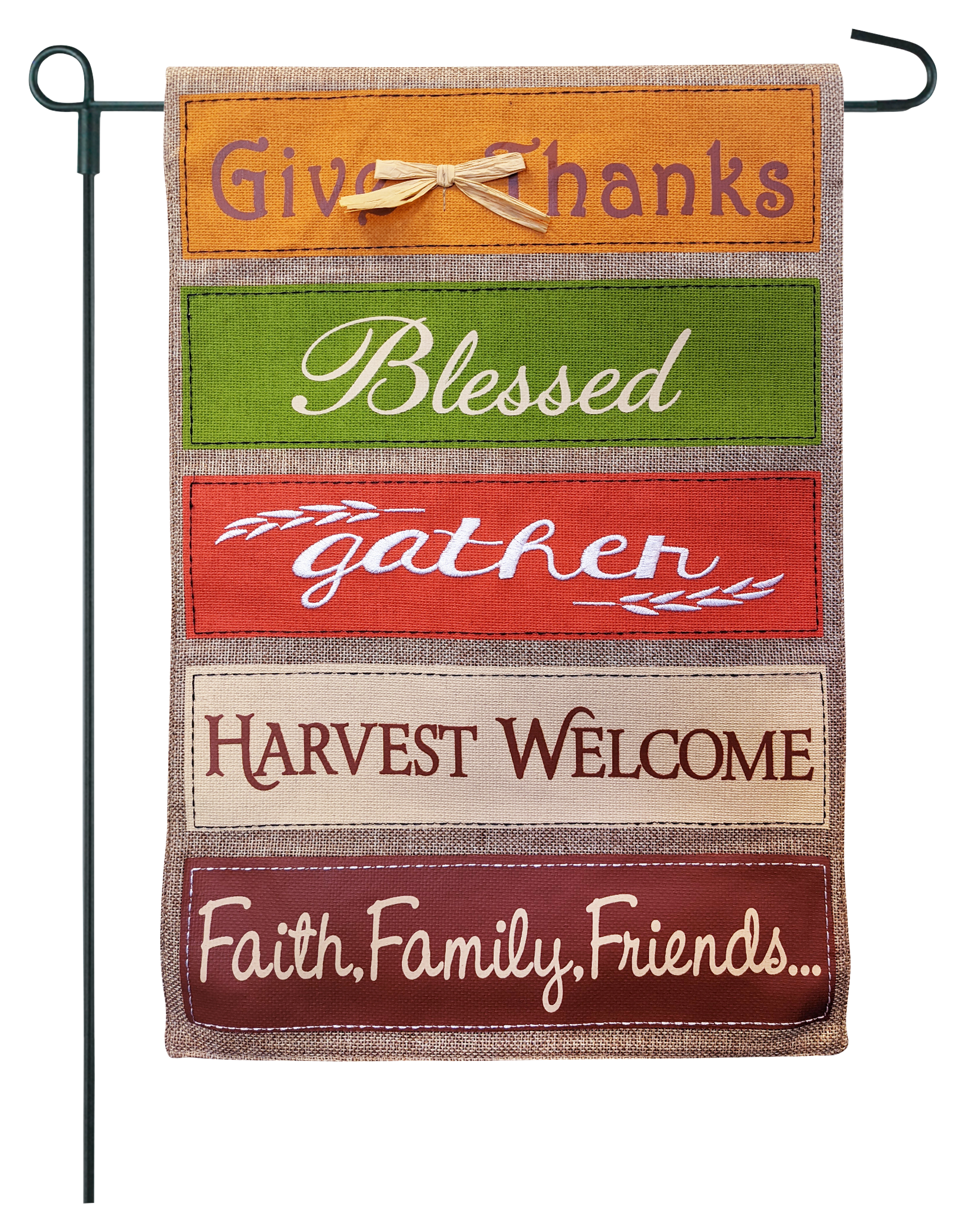 JEC Home Goods Give Thanks Banner 2-Sided Burlap Garden Flag
