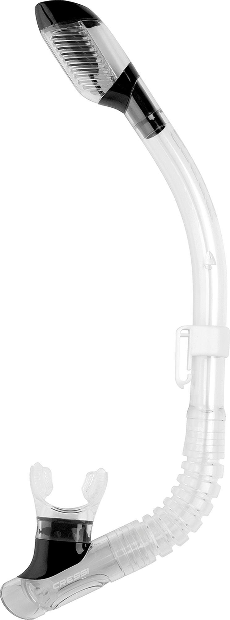 Cressi Mini Dry Dry-Top Snorkel for Kids - Clear/Black