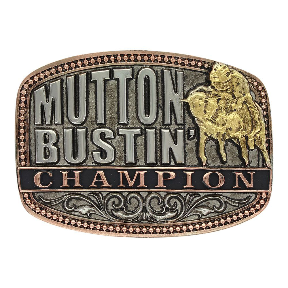 Image of Montana Silversmiths Little Mutton Bustin Champion Attitude Belt Buckle