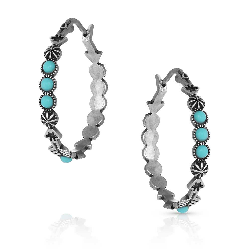 Montana Silversmiths Round N Round Turquoise Hoop Earrings