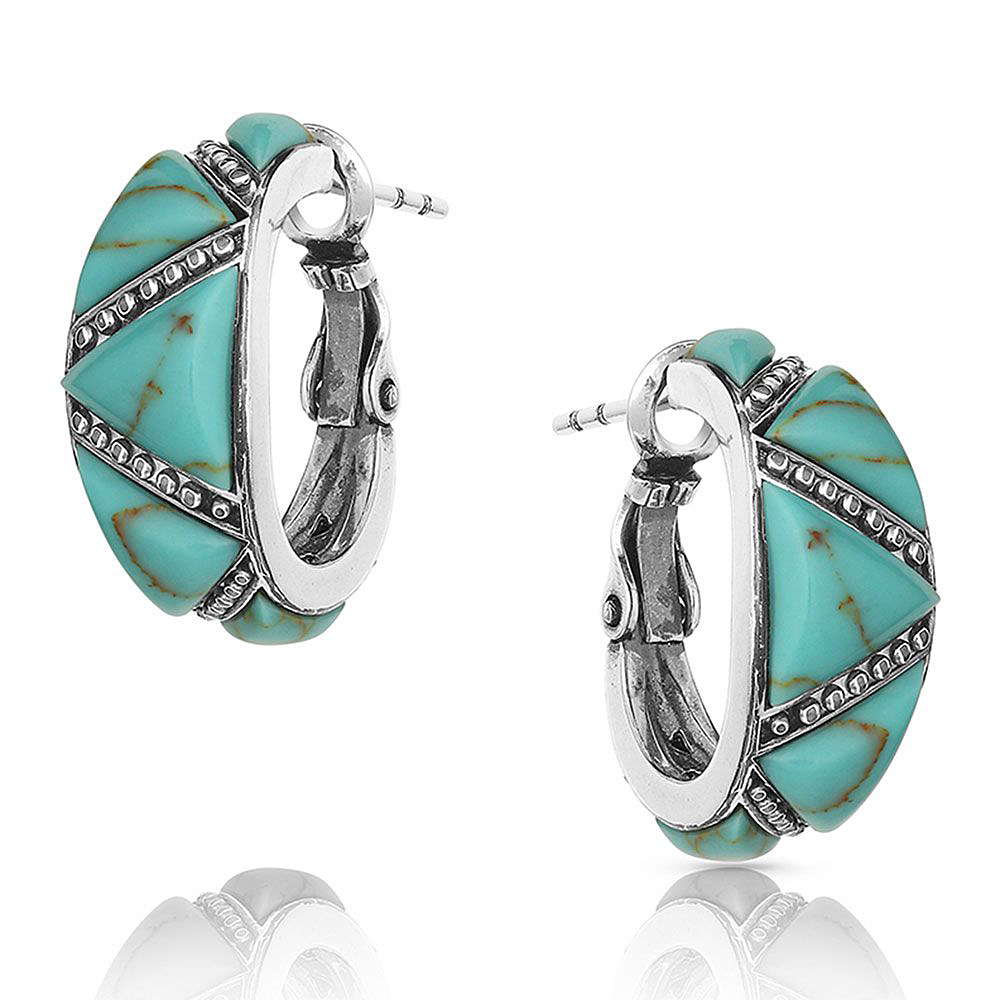 Montana Silversmiths Turquoise Wedge Hoop Earrings