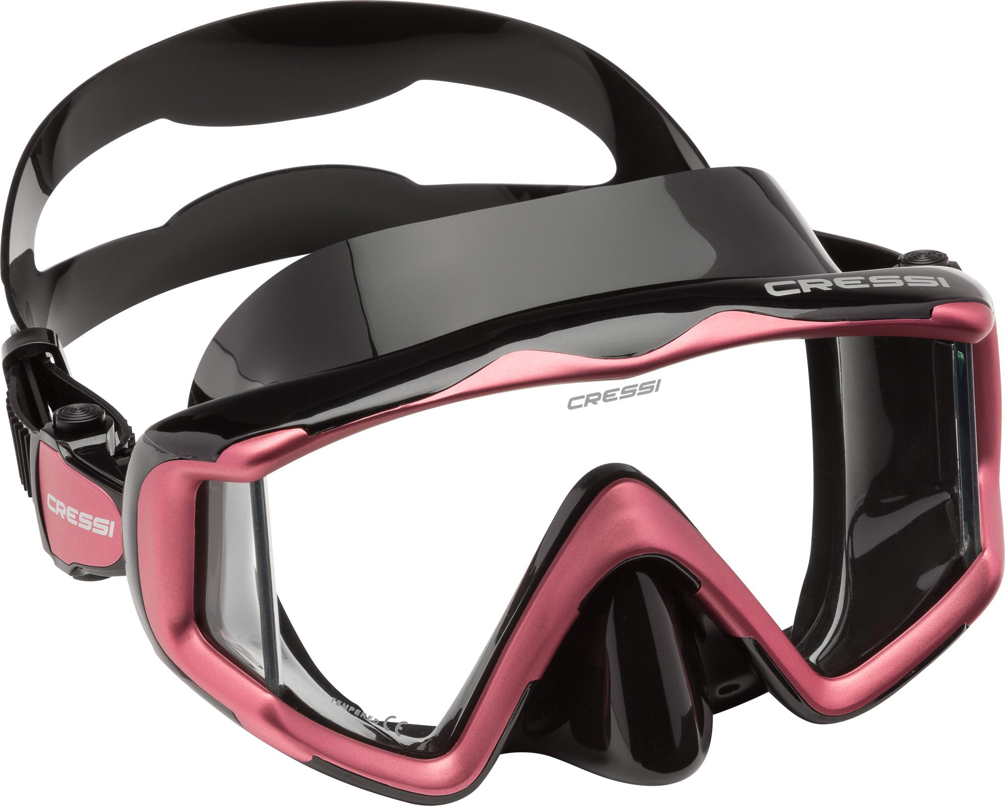 Cressi Liberty Triside Perfect View Scuba Diving and Snorkeling Mask - Black/Rose Gem