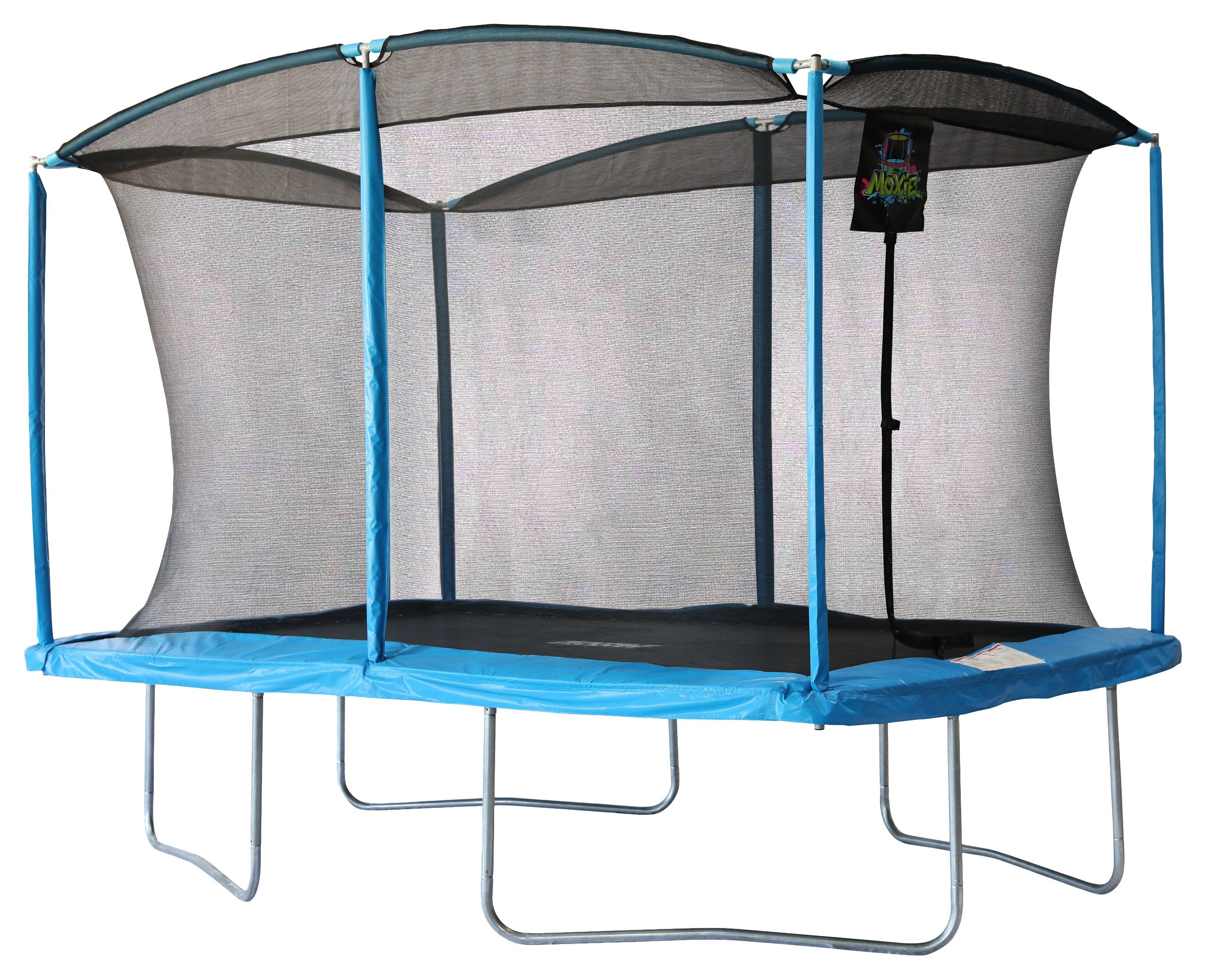 Image of Moxie Rectangular Outdoor Trampoline Set with Premium Safety Enclosure - Cyan Blue