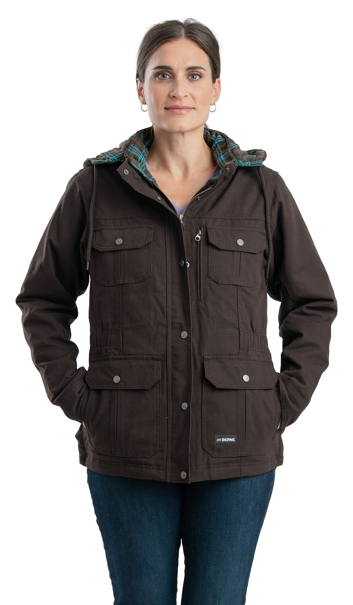 Berne Softstone Duck Barn Coat for Ladies - Dark Brown - S