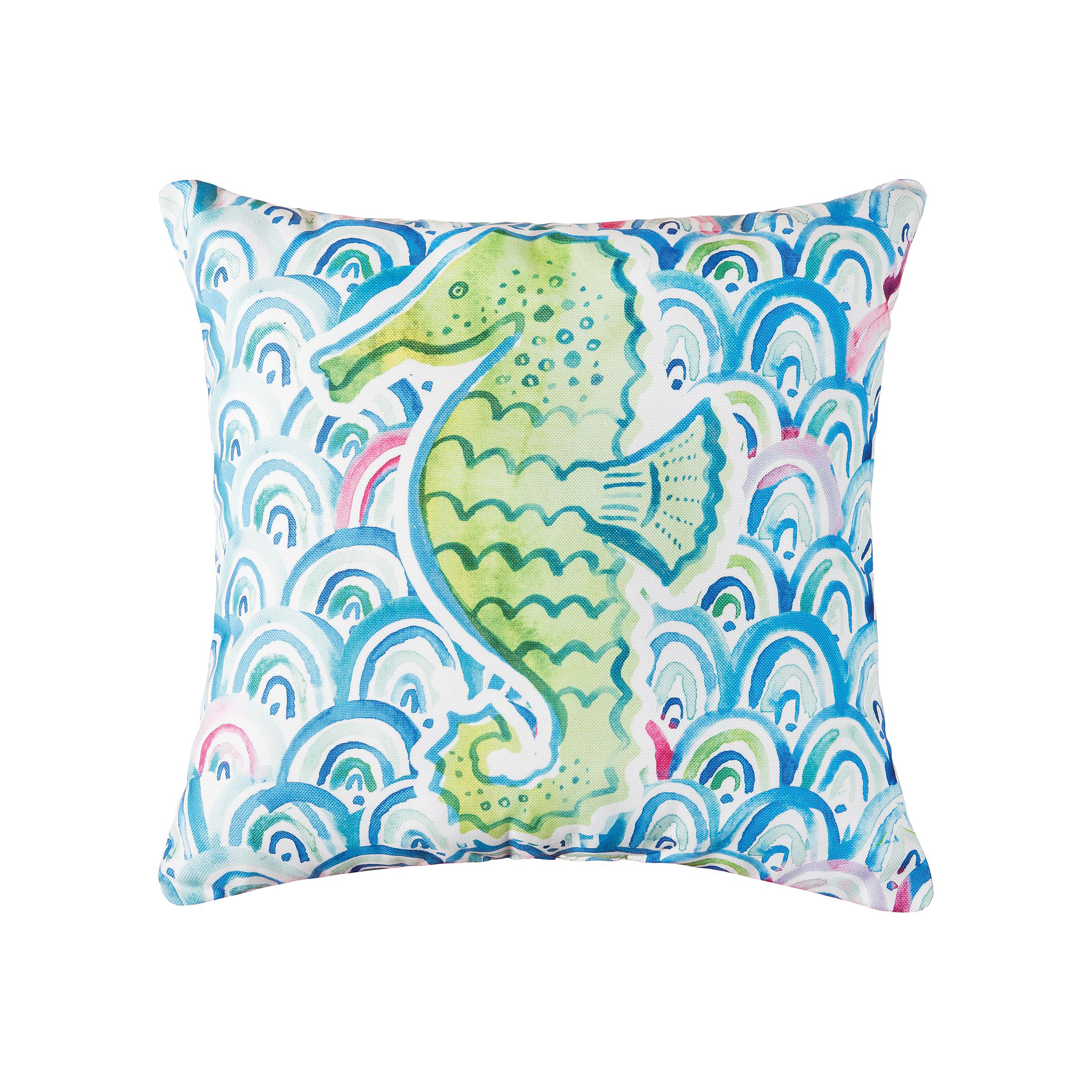 Image of C&ampF Home Mermaid Garden Seahorse Indoor/Outdoor Decorative Pillow