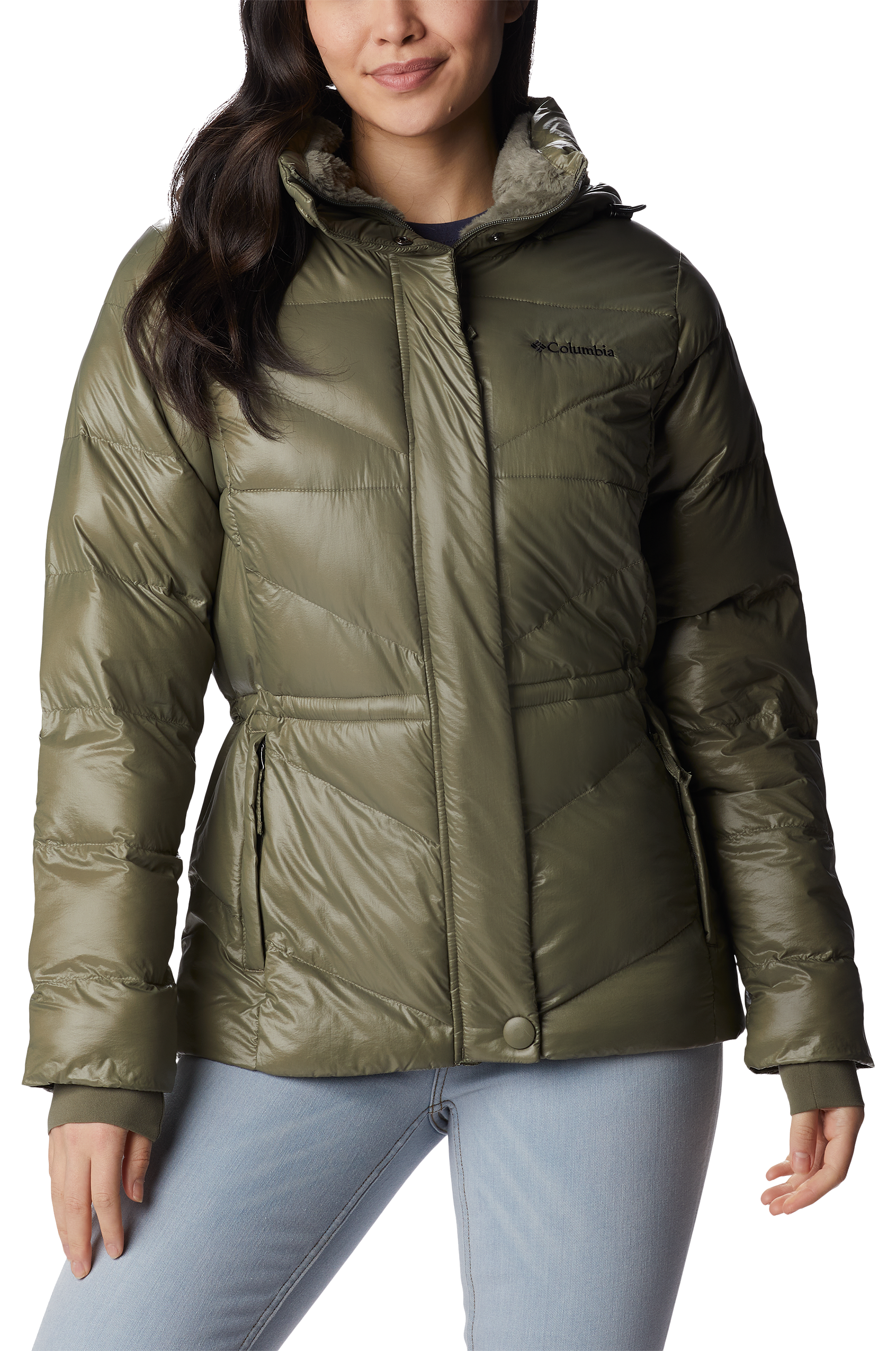 Columbia Peak to Park II Insulated Hooded Jacket for Ladies - Stone Green Gunmetal - 2X - Columbia