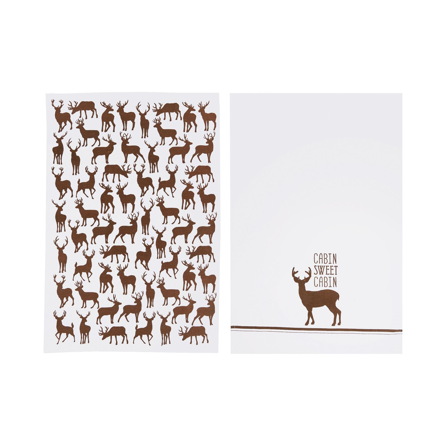 Image of C&ampF Home Cabin Sweet Cabin Deer Print Kitchen Towel 2-Piece Set