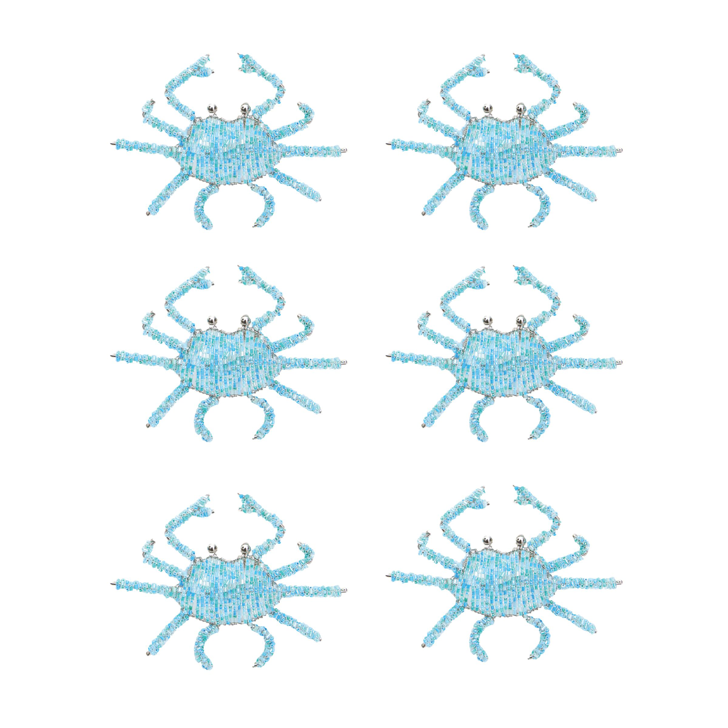 Image of C&ampF Home Blue Crab Beaded Napkin Rings