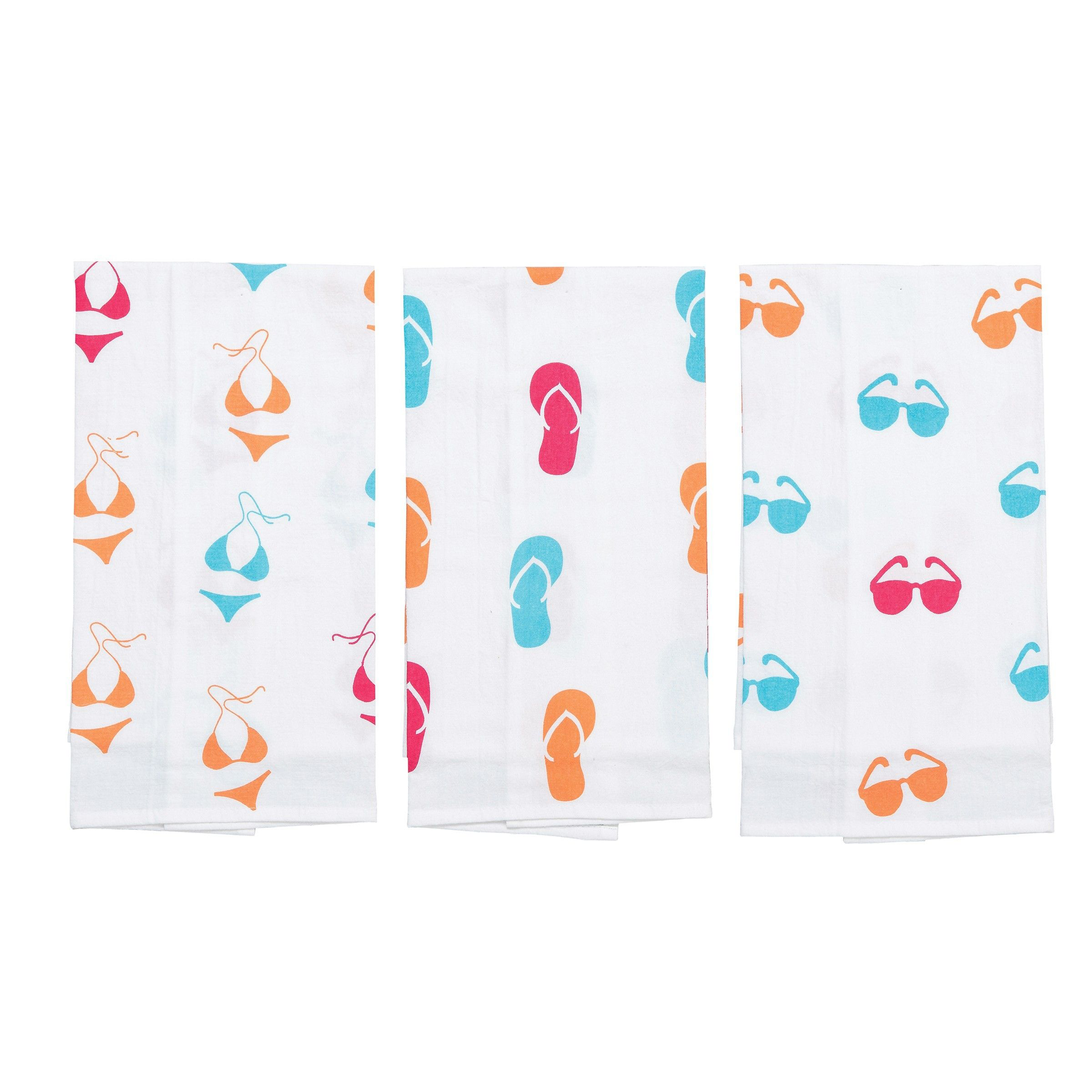 Image of C&ampF Home Flip Flop Printed Cotton Flour Sack Kitchen Towel 3-Piece Set