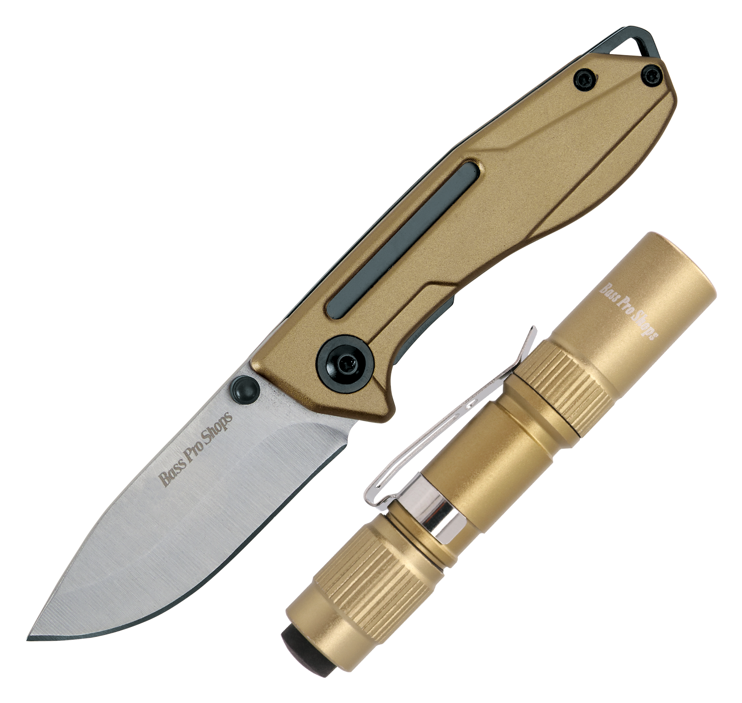 Bass Pro Shops Folding Knife and Flashlight Combo with Case - Olive Green - Bass Pro Shops