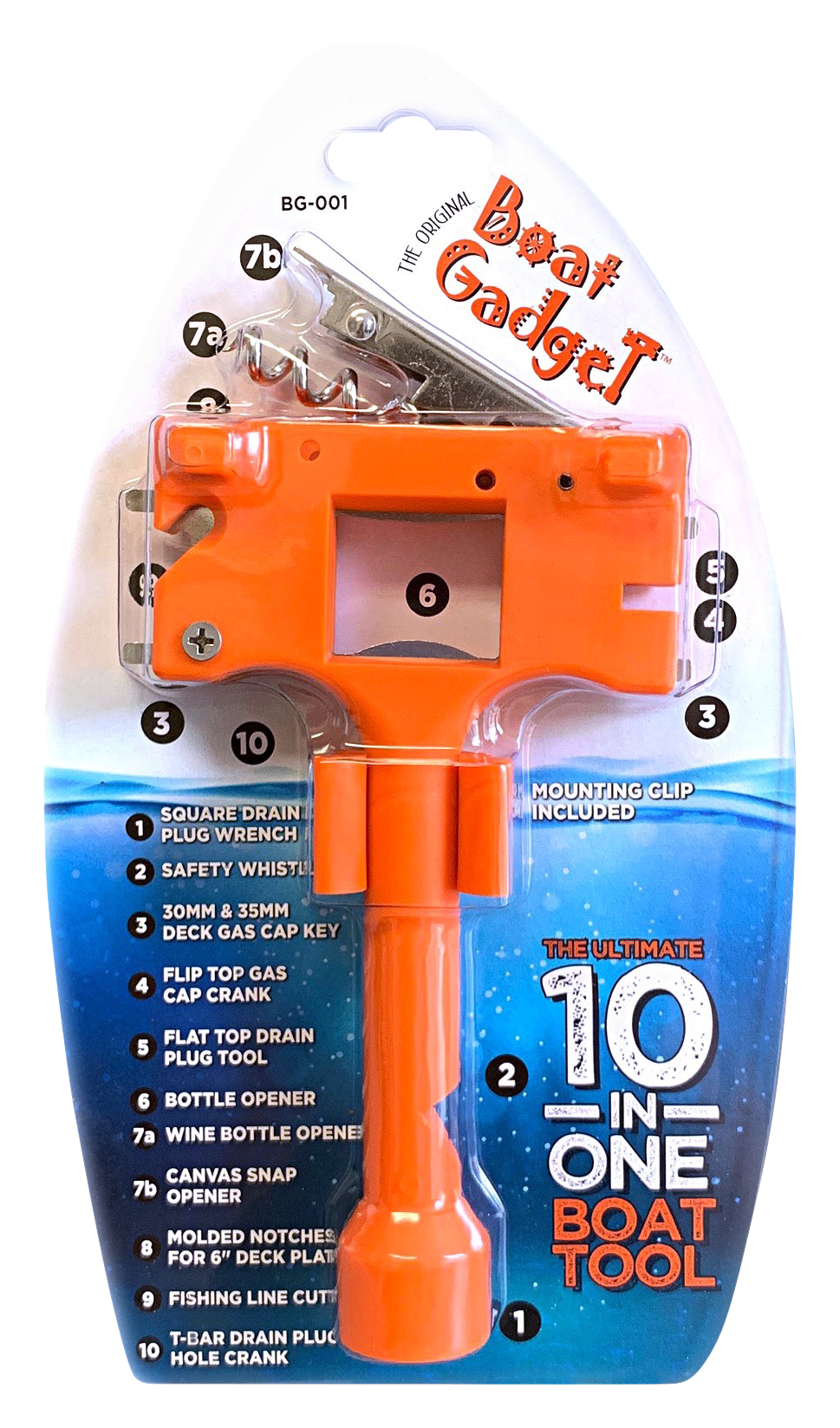 Boat Gadget 10-in-1 Boat Tool - Orange