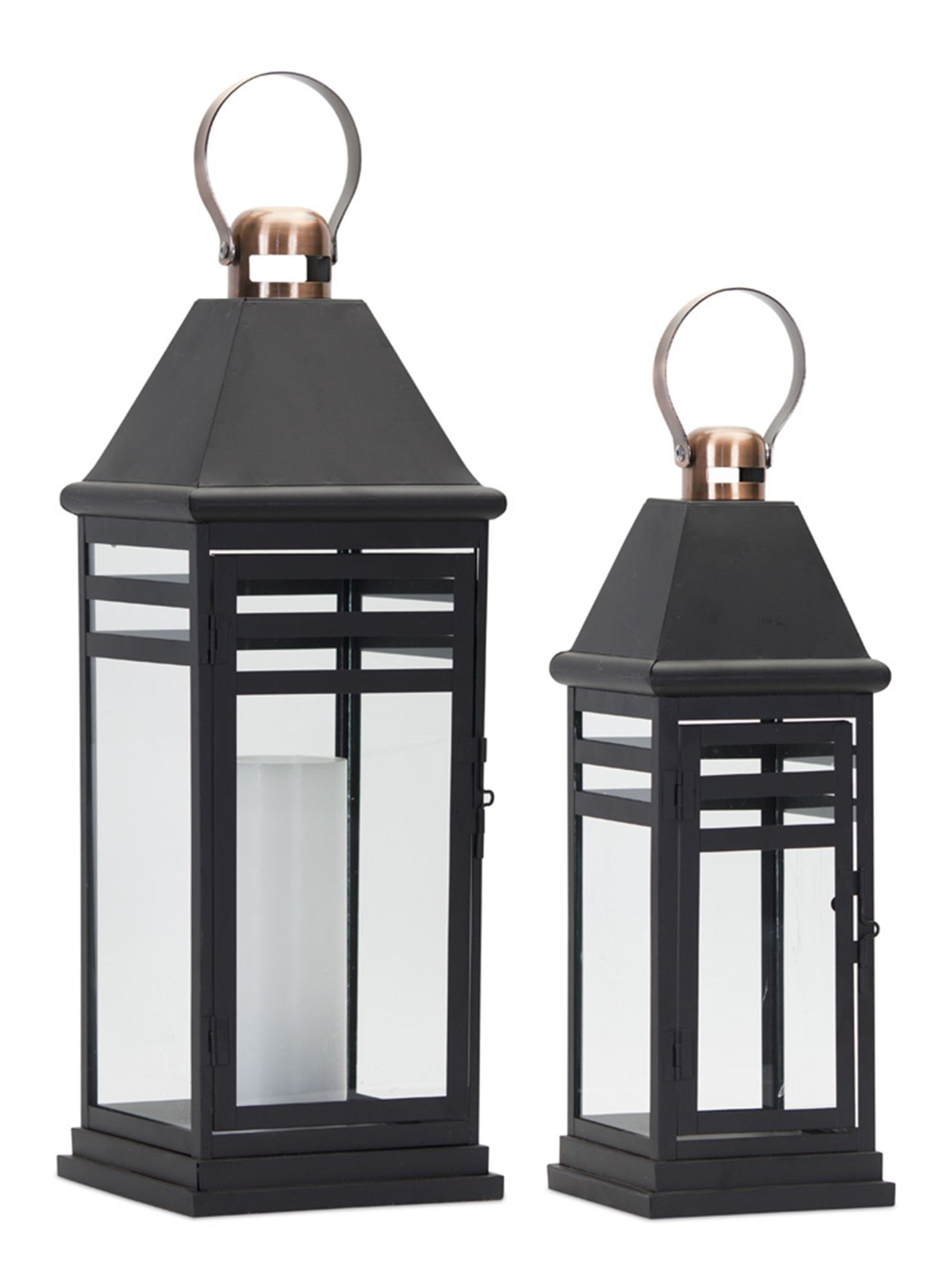 Image of Melrose International Black Metal Lantern 2-Pack