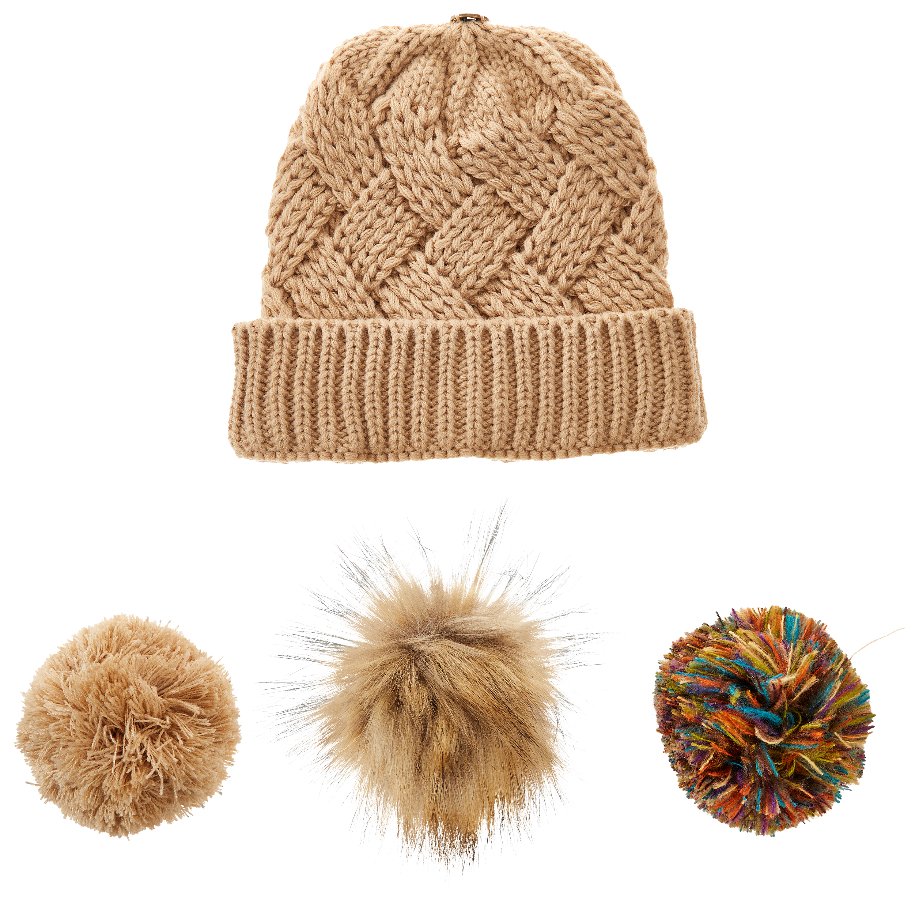 Dorfman Pacific Interchangeable Pom Beanie for Ladies - Tan