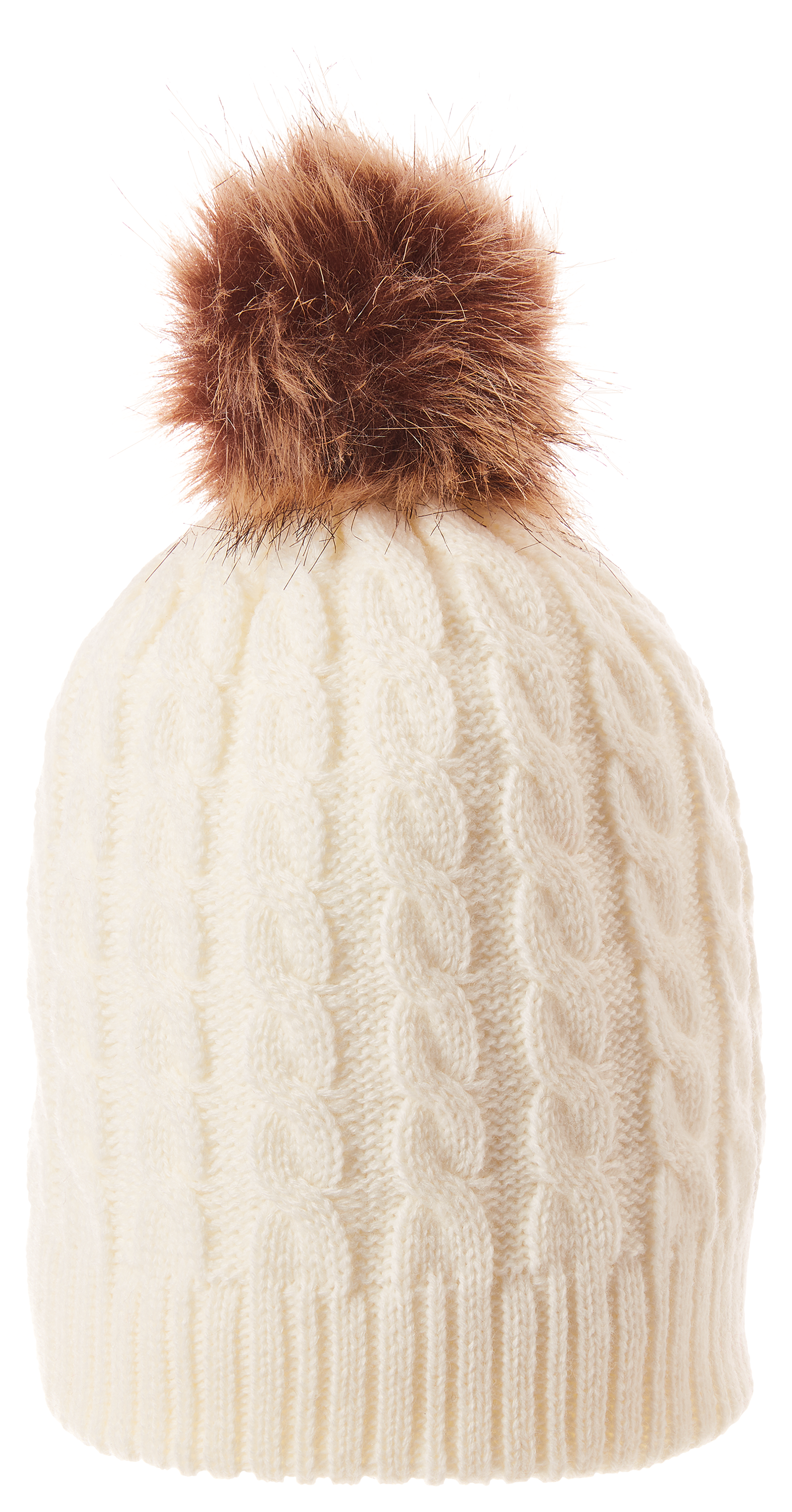 Dorfman Pacific Cable Pom Beanie for Ladies - Cream