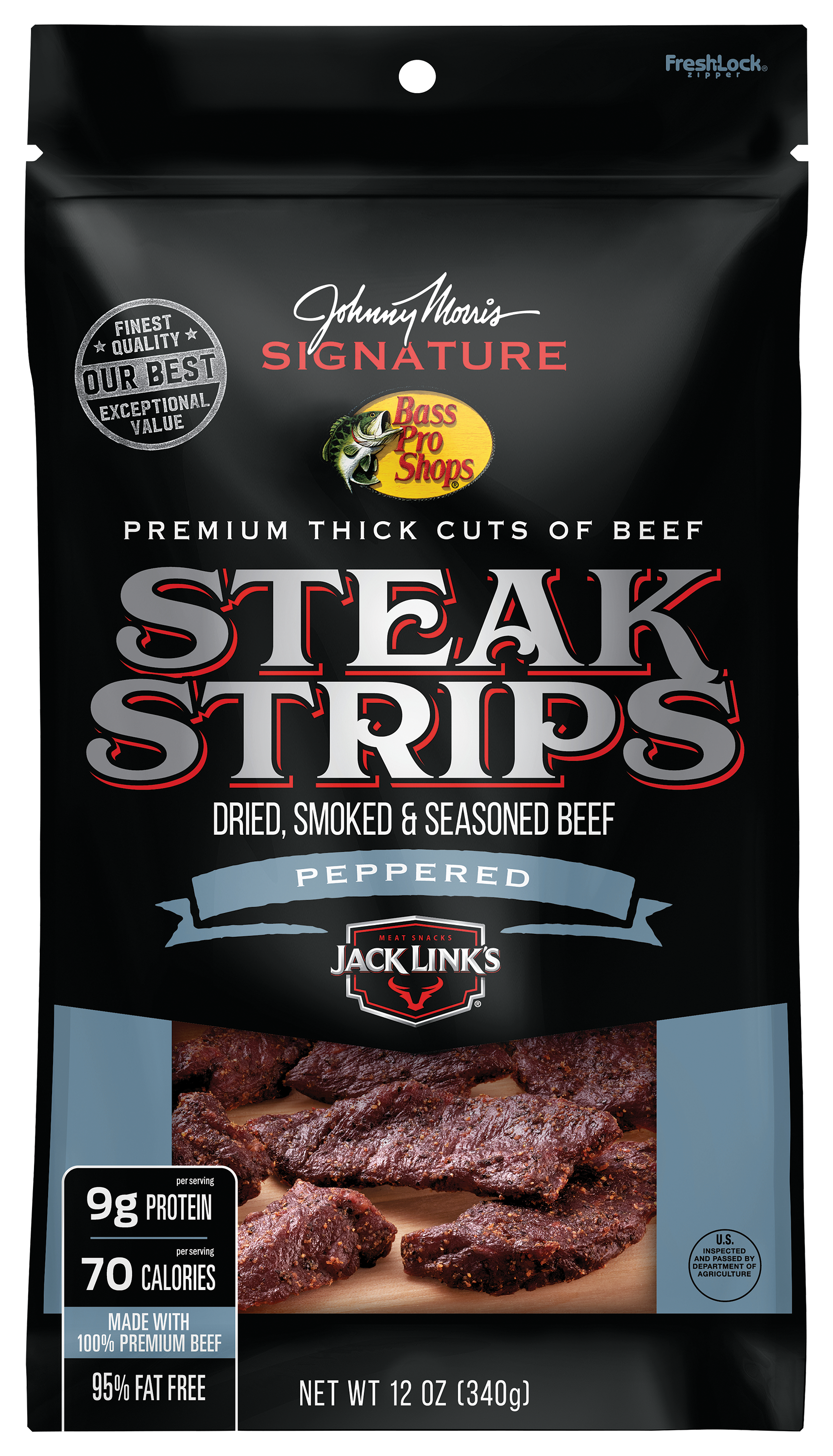 Bass Pro Shops Johnny Morris Signature Peppered Steak Strips - 12 oz.