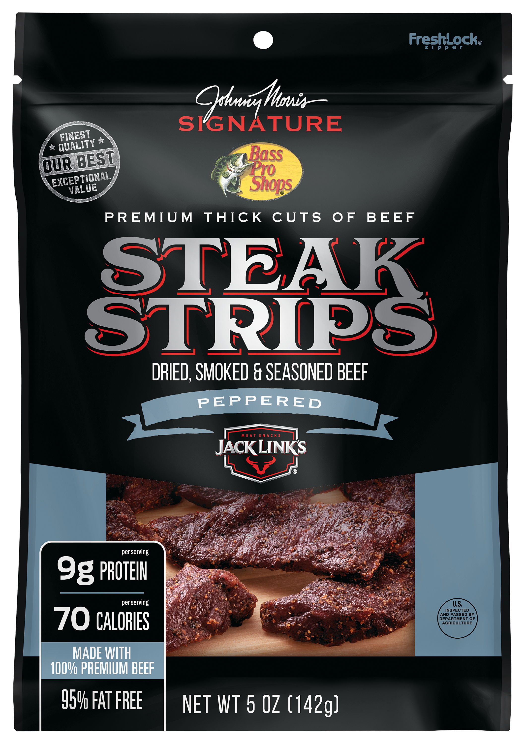 Bass Pro Shops Johnny Morris Signature Peppered Steak Strips - 5 oz.