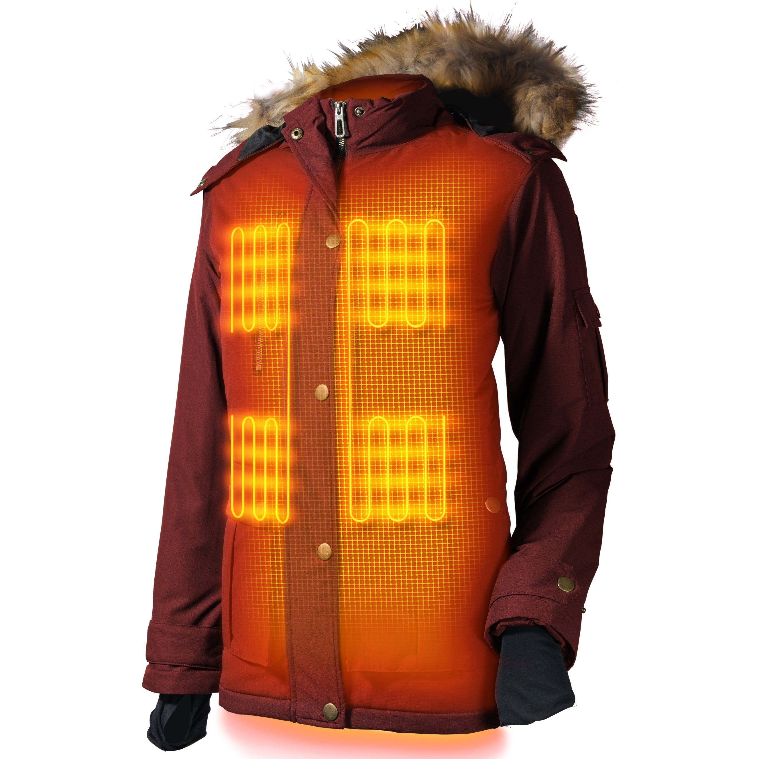 Gobi Heat Arcadia Heated Parka for Ladies - Burgundy - XL - Gobi Heat