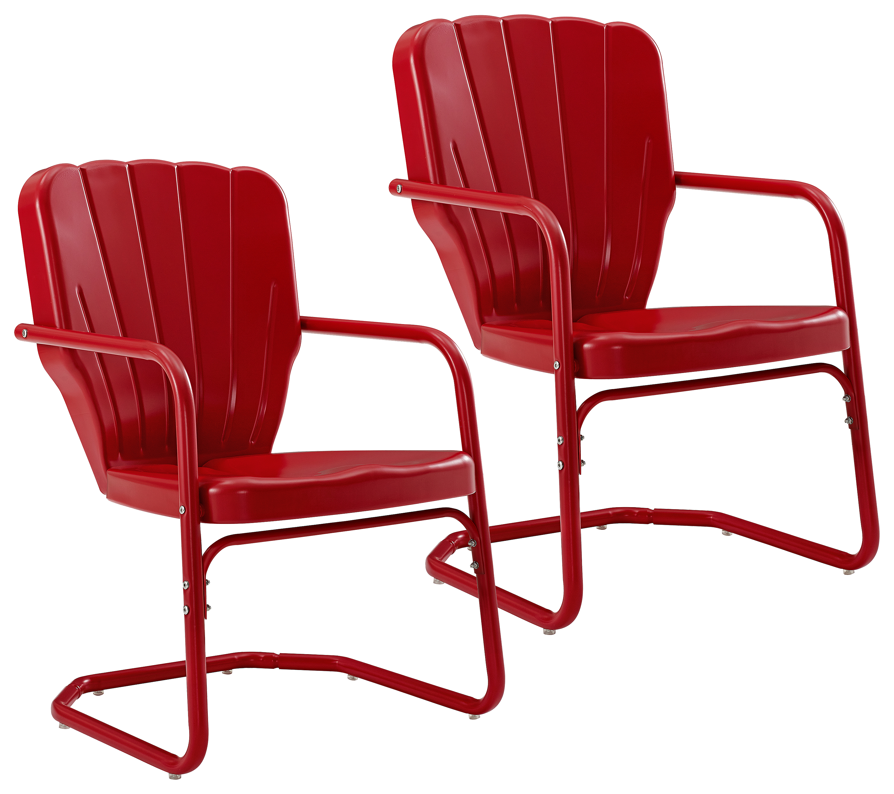 Image of Crosley Ridgeland Outdoor Metal Armchair 2-Piece Set - Bright Red Gloss