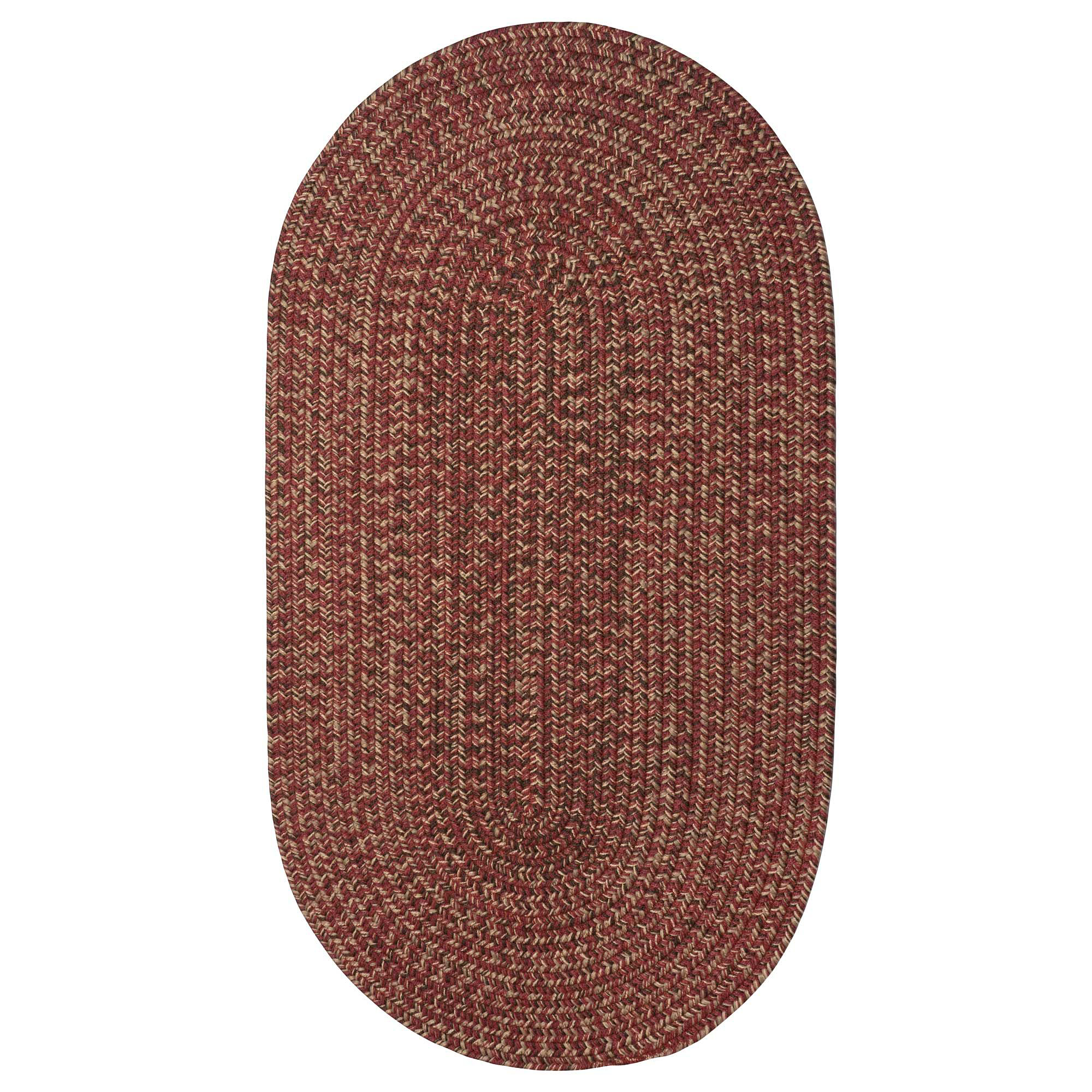 Image of Capel Worcester Indoor/Outdoor Braided Oval Area Rug - Dark Ruby - 27″ x 4'