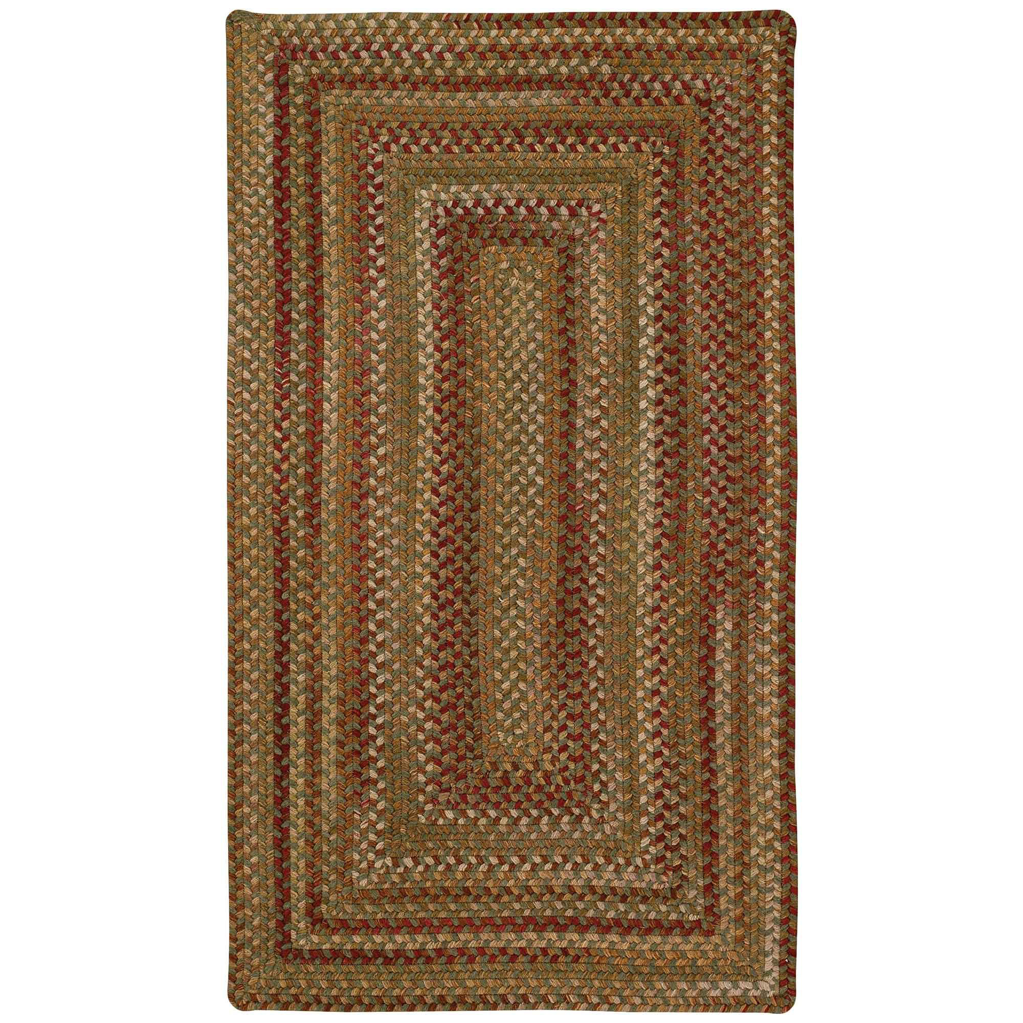 Image of Capel Manchester Wool-Blend Concentric Rectangle Area Rug - Sage Red Hues - 27″ x 4'