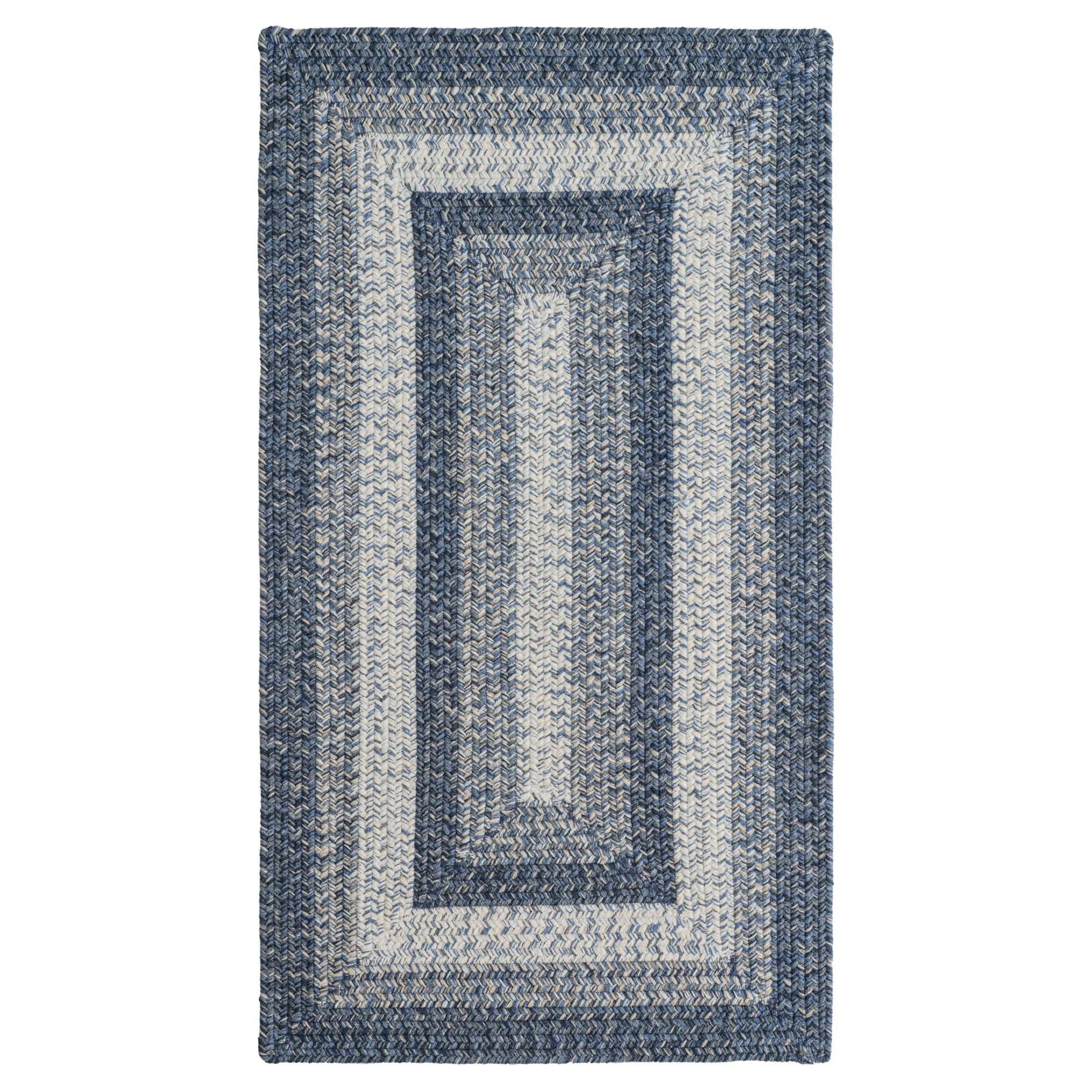 Image of Capel Winthrop Braided Indoor/Outdoor Concentric Rectangle Area Rug - Blue - 27″ x 4'