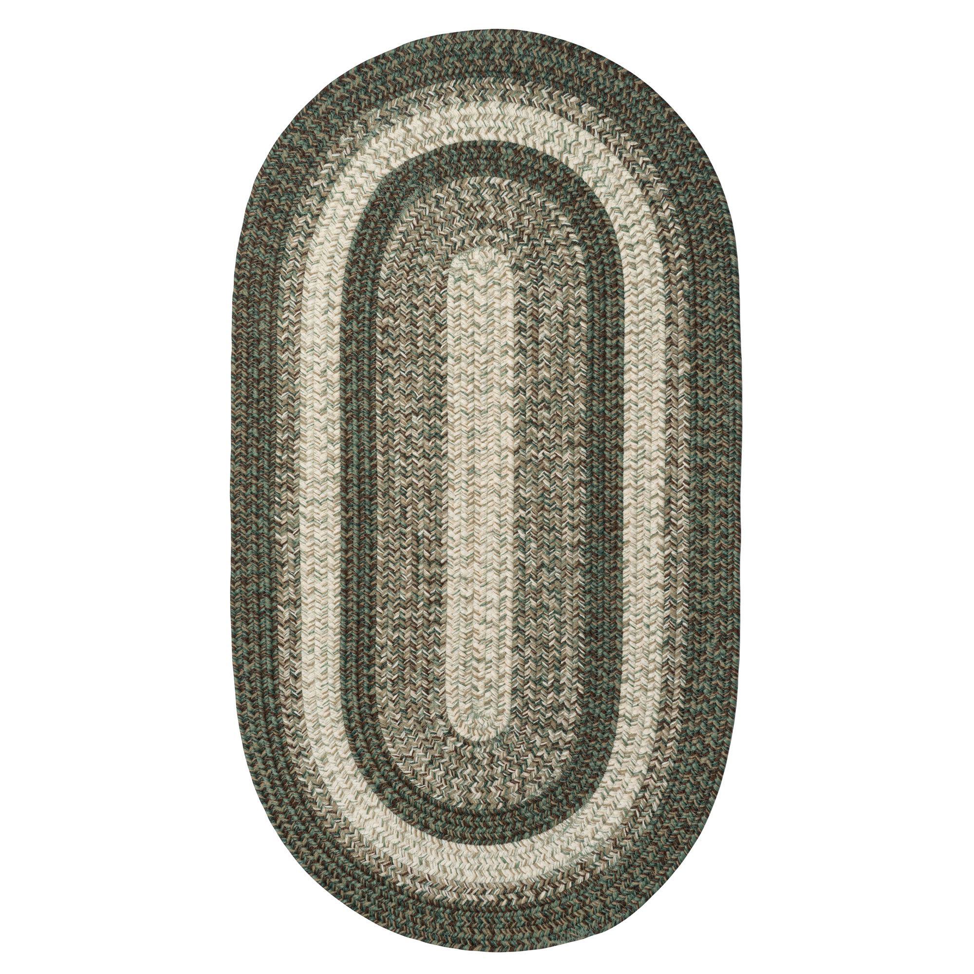 Image of Capel Winthrop Braided Indoor/Outdoor Oval Area Rug - Green - 27″ x 4'