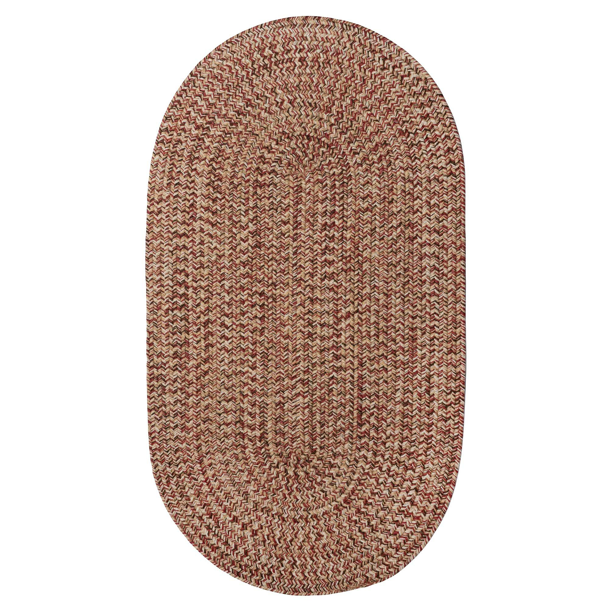 Image of Capel Worcester Indoor/Outdoor Braided Oval Area Rug - Medium Ruby - 27″ x 4'