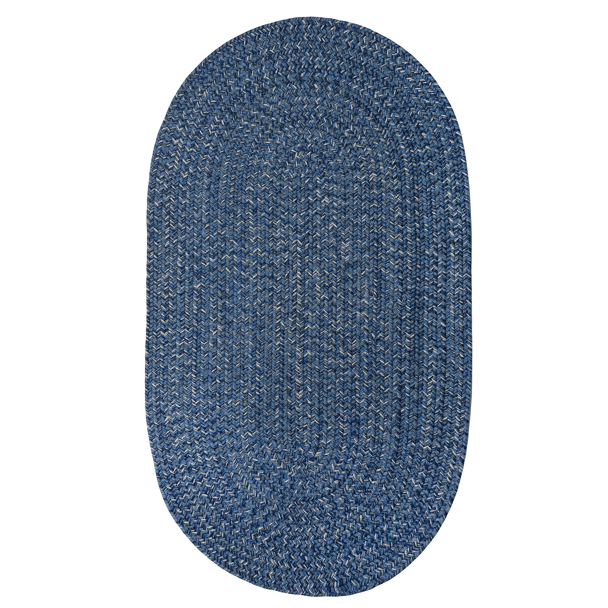 Image of Capel Worcester Indoor/Outdoor Braided Oval Area Rug - Dark Blueprint - 27″ x 4'