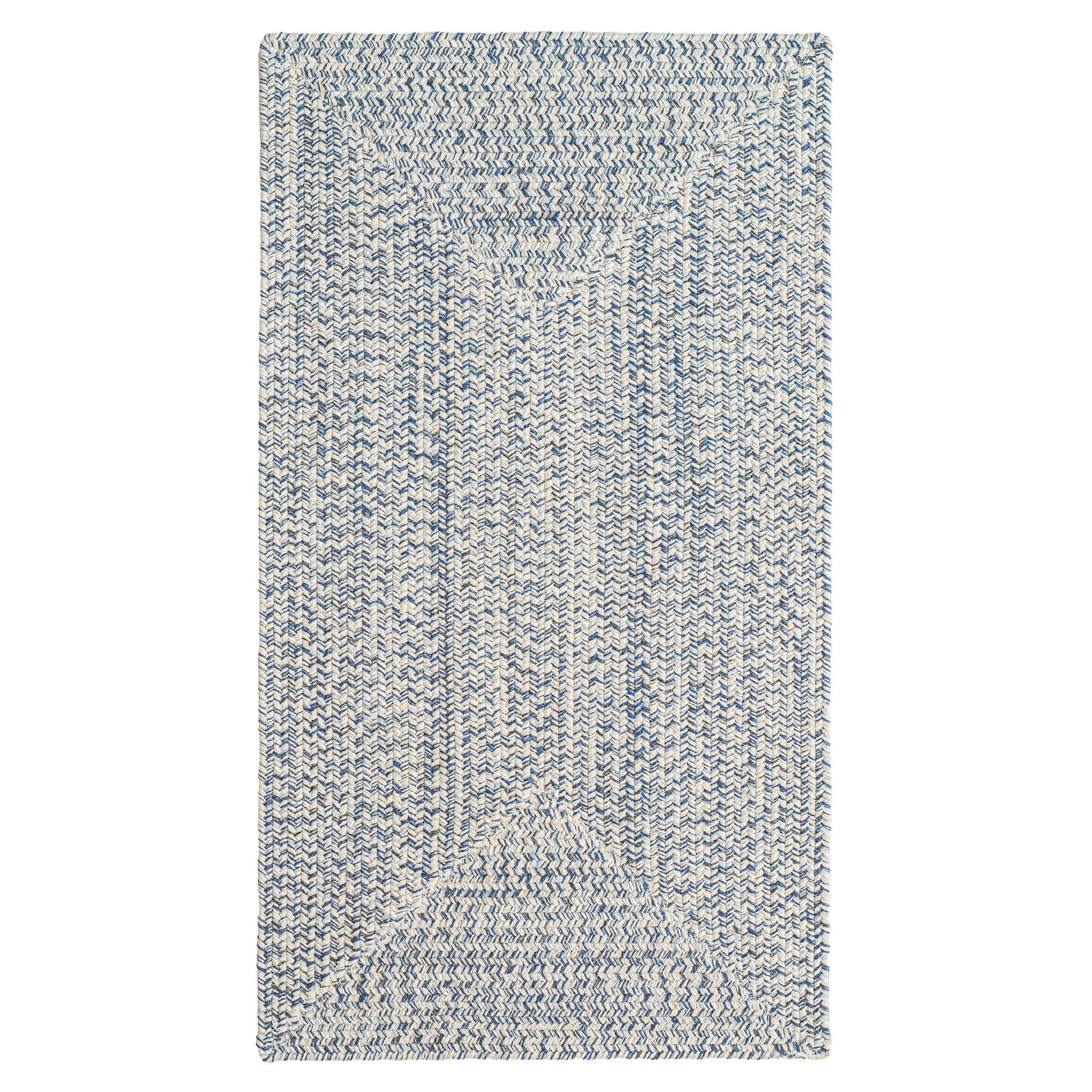 Image of Capel Worcester Indoor/Outdoor Braided Concentric Rectangle Area Rug - Light Blueprint - 27″ x 4'