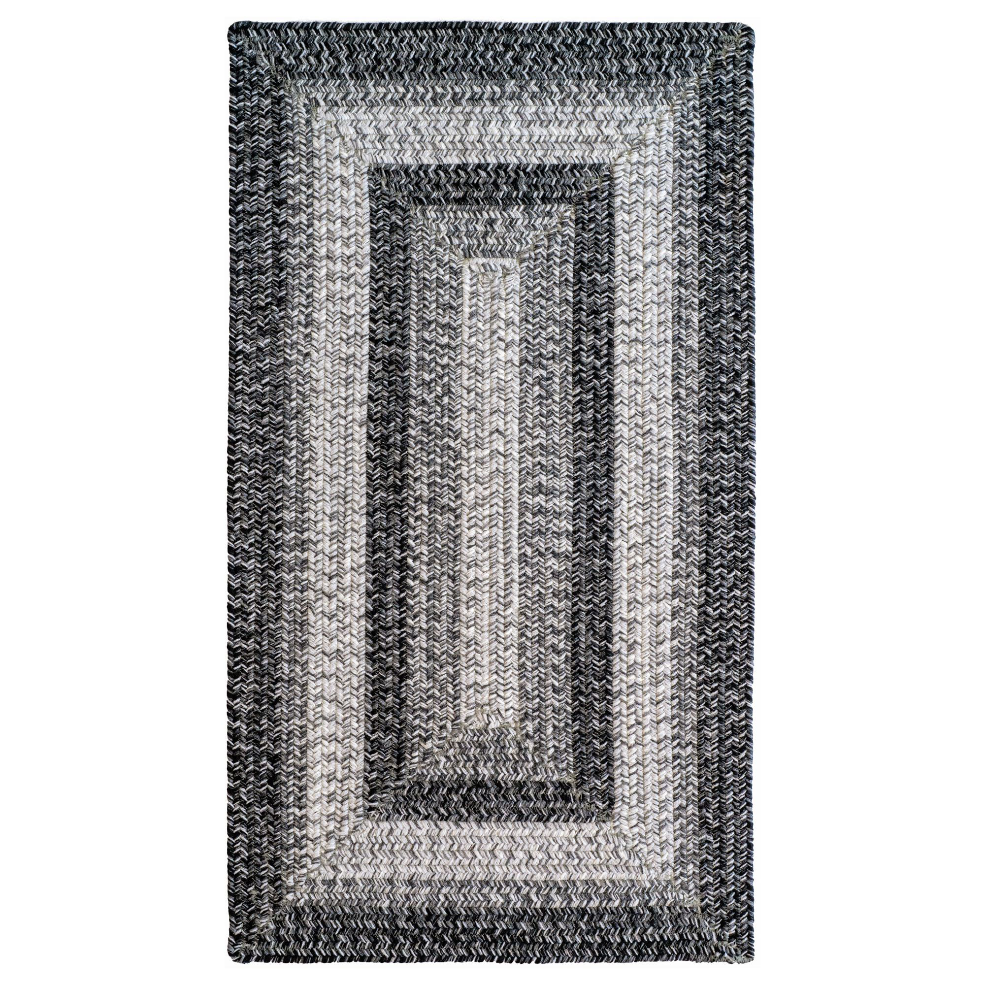 Image of Capel Winthrop Braided Indoor/Outdoor Concentric Rectangle Area Rug - Gray - 27″ x 4'